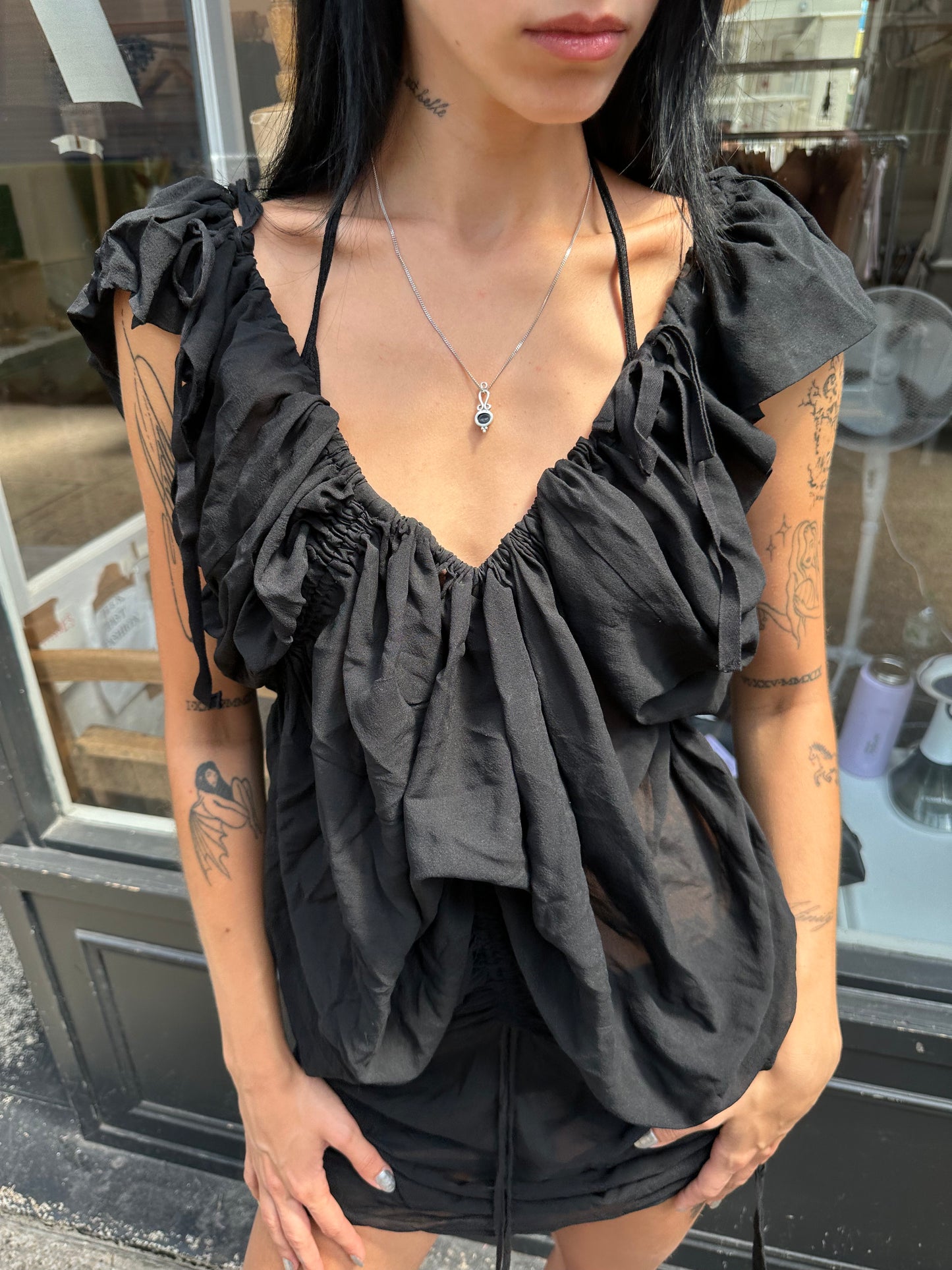 ALL SAINTS sheer drawstring dress