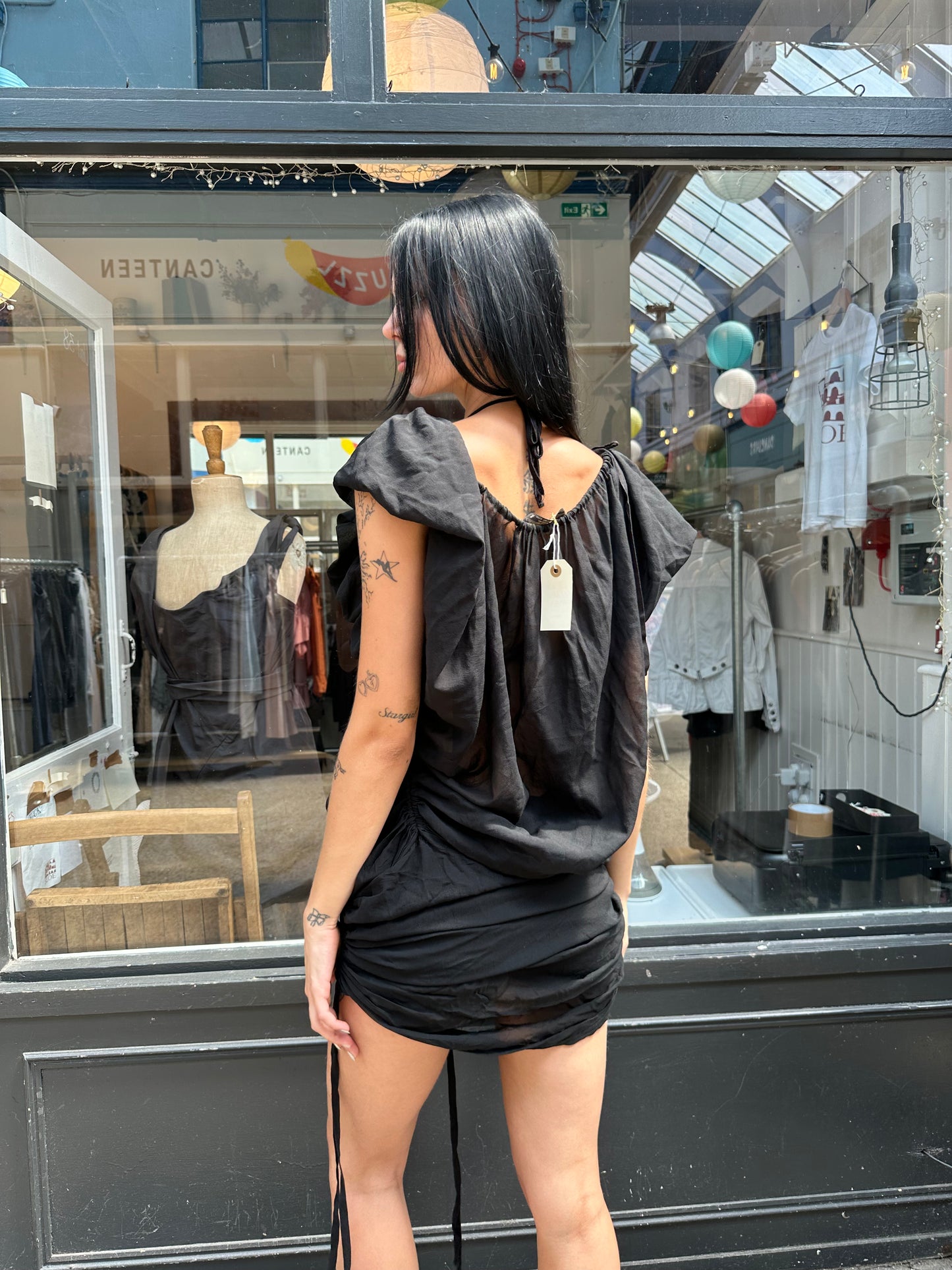 ALL SAINTS sheer drawstring dress