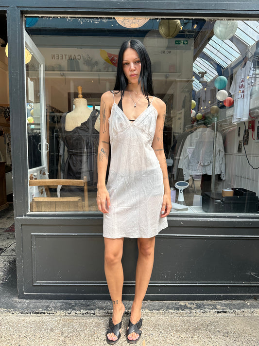 All saints cream cotton slip dress