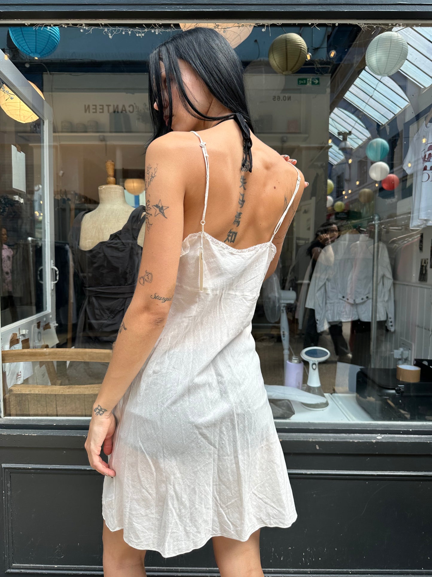 All saints cream cotton slip dress
