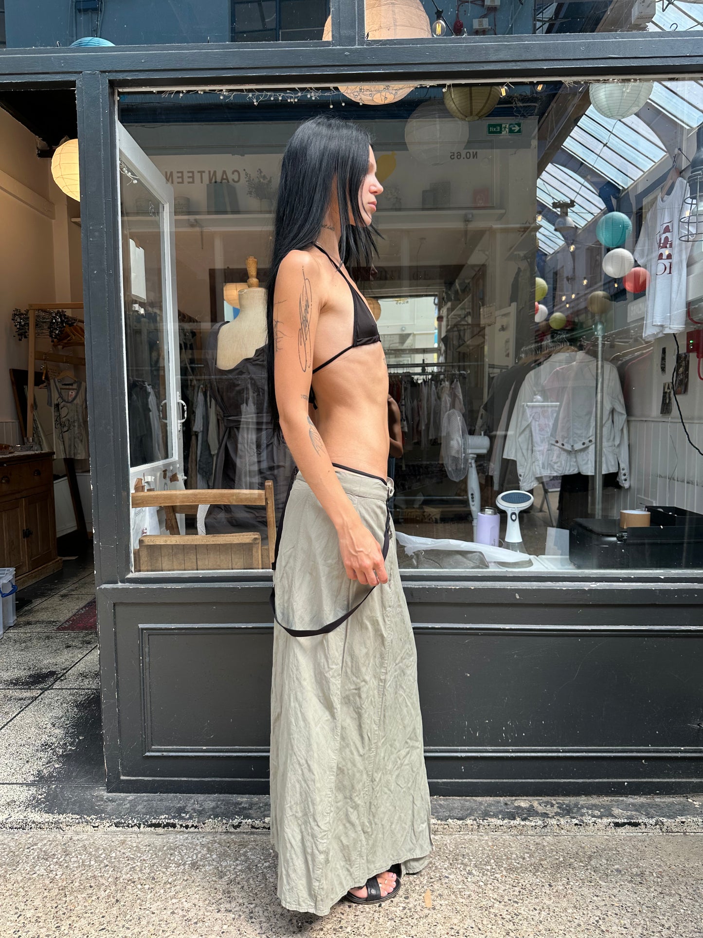 SARAH PACINI grey maxi skirt with straps