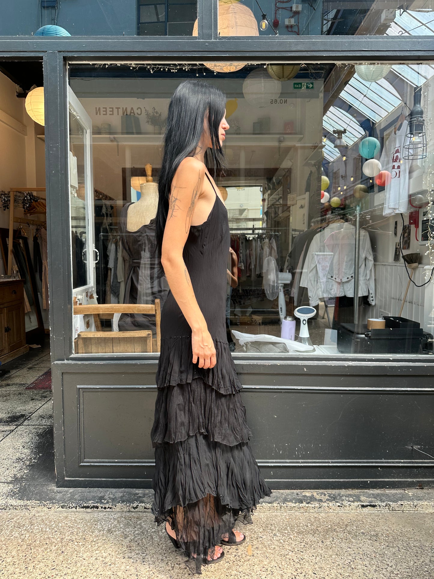 Black maxi dress with sequins