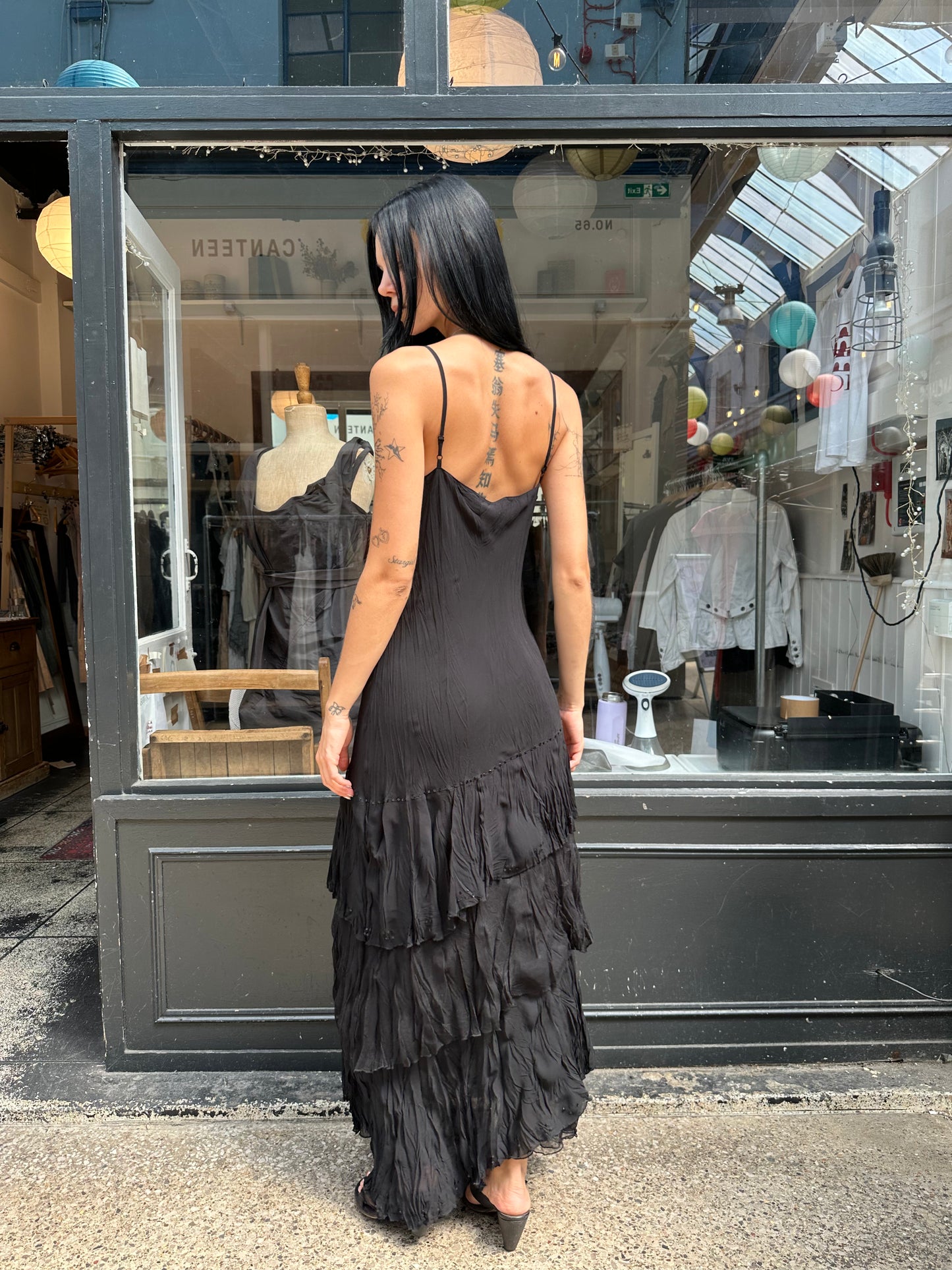 Black maxi dress with sequins