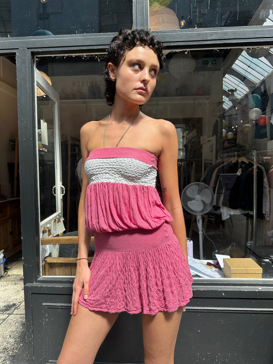 PATRIZIA PEPE pink and white mini dress