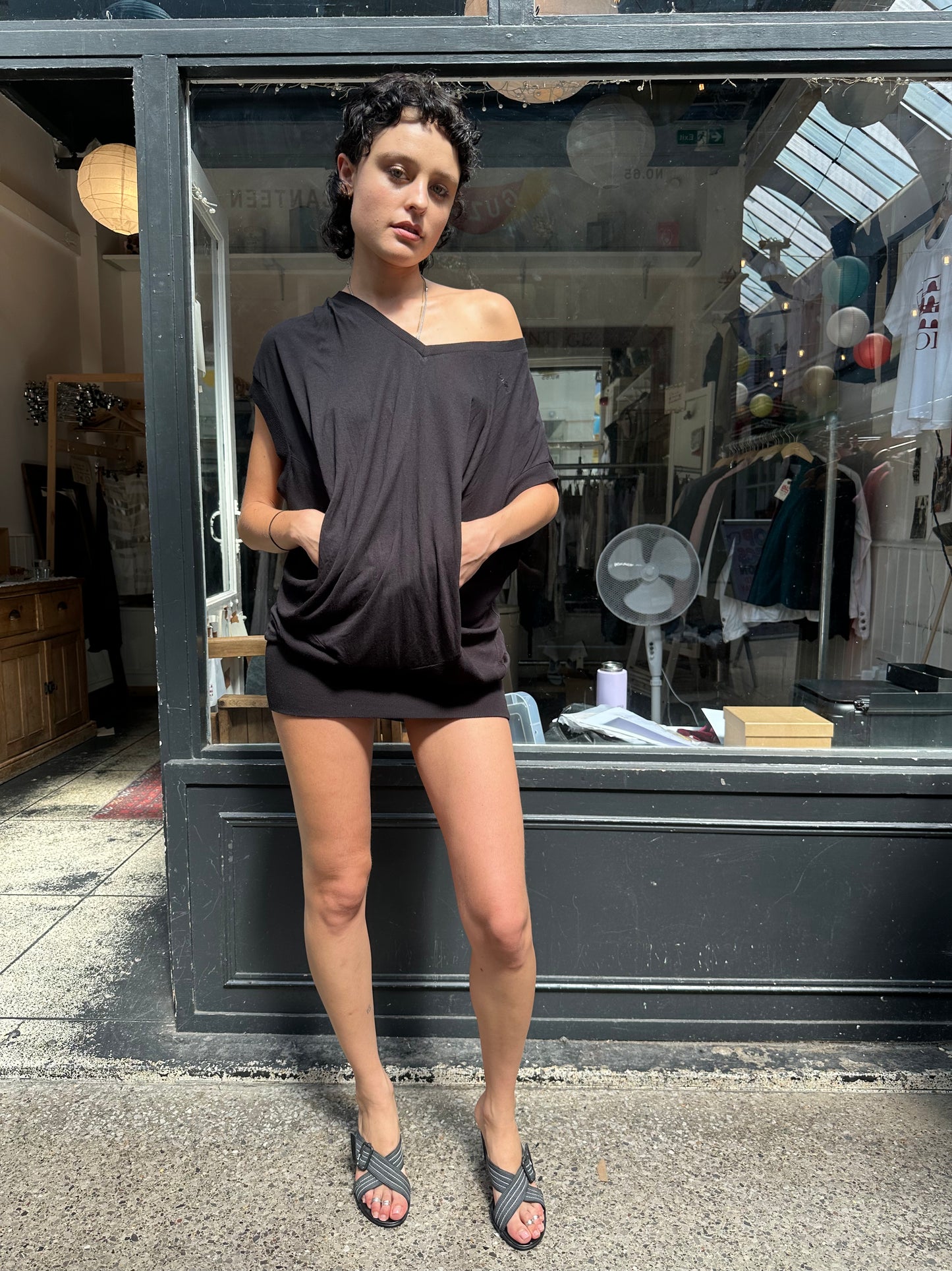 Black batwing dress