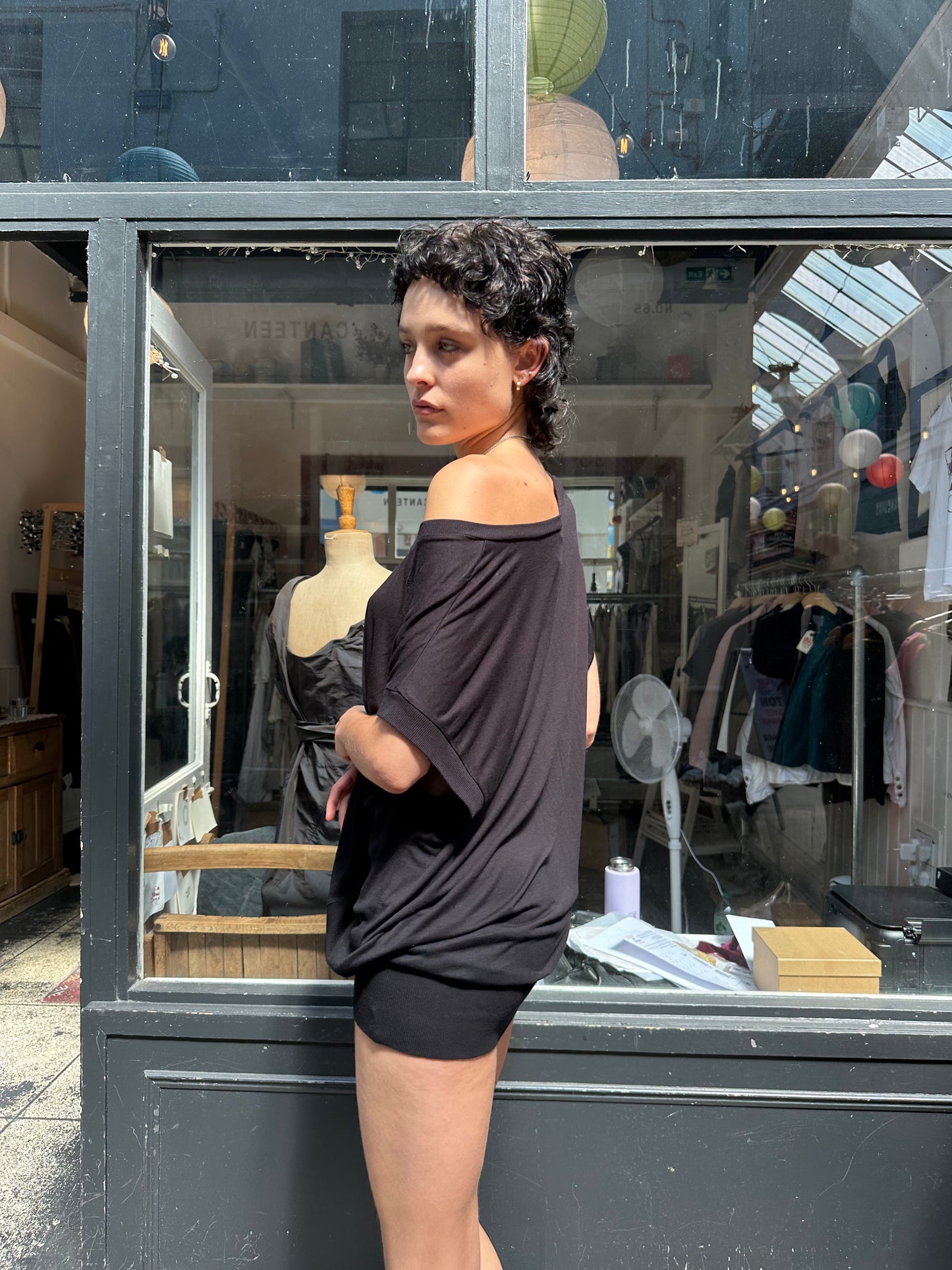 Black batwing dress