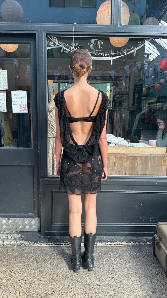 ALL SAINTS embellished backless lace tunic dress