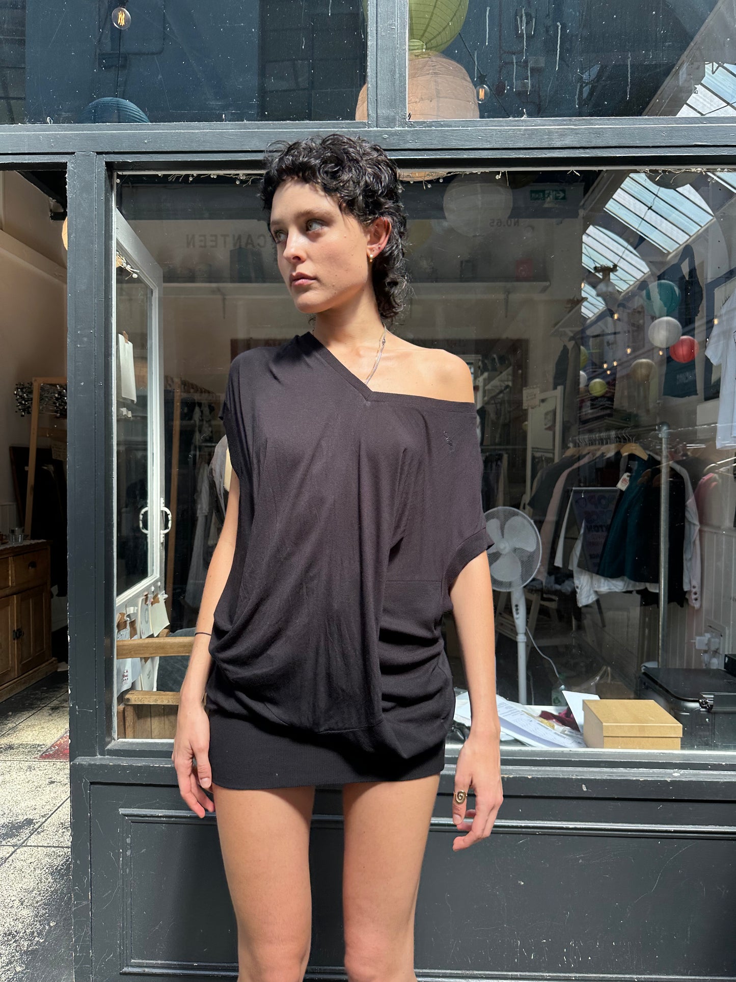 Black batwing dress