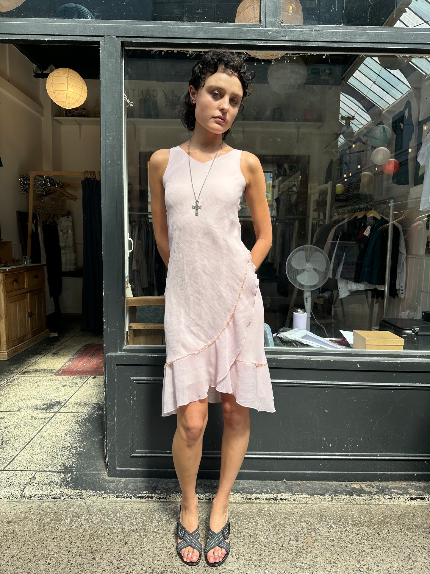 Baby pink slip dress
