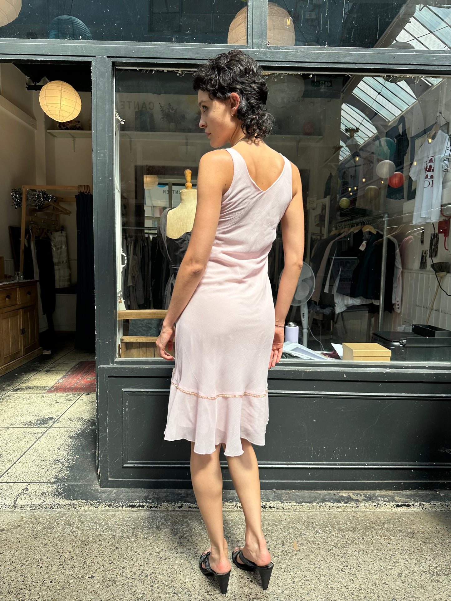 Baby pink slip dress