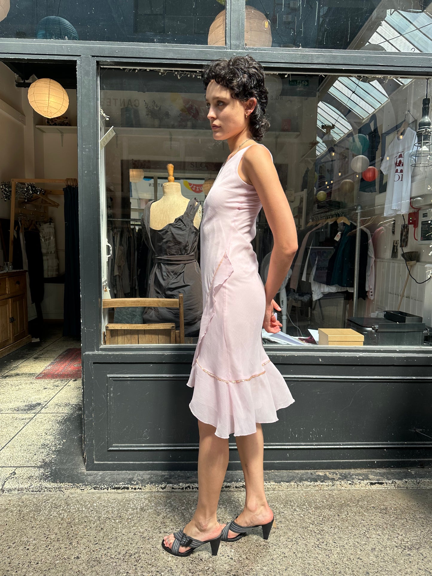 Baby pink slip dress