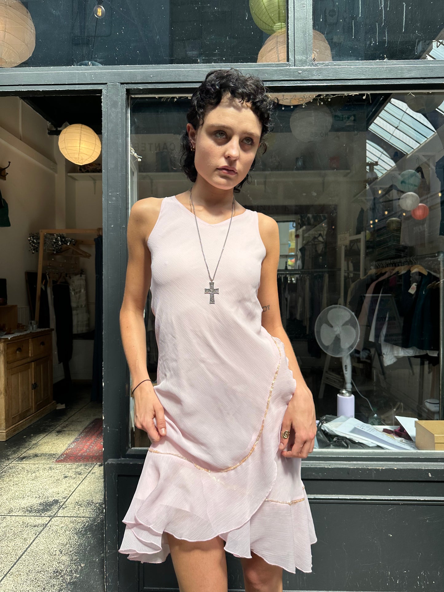 Baby pink slip dress