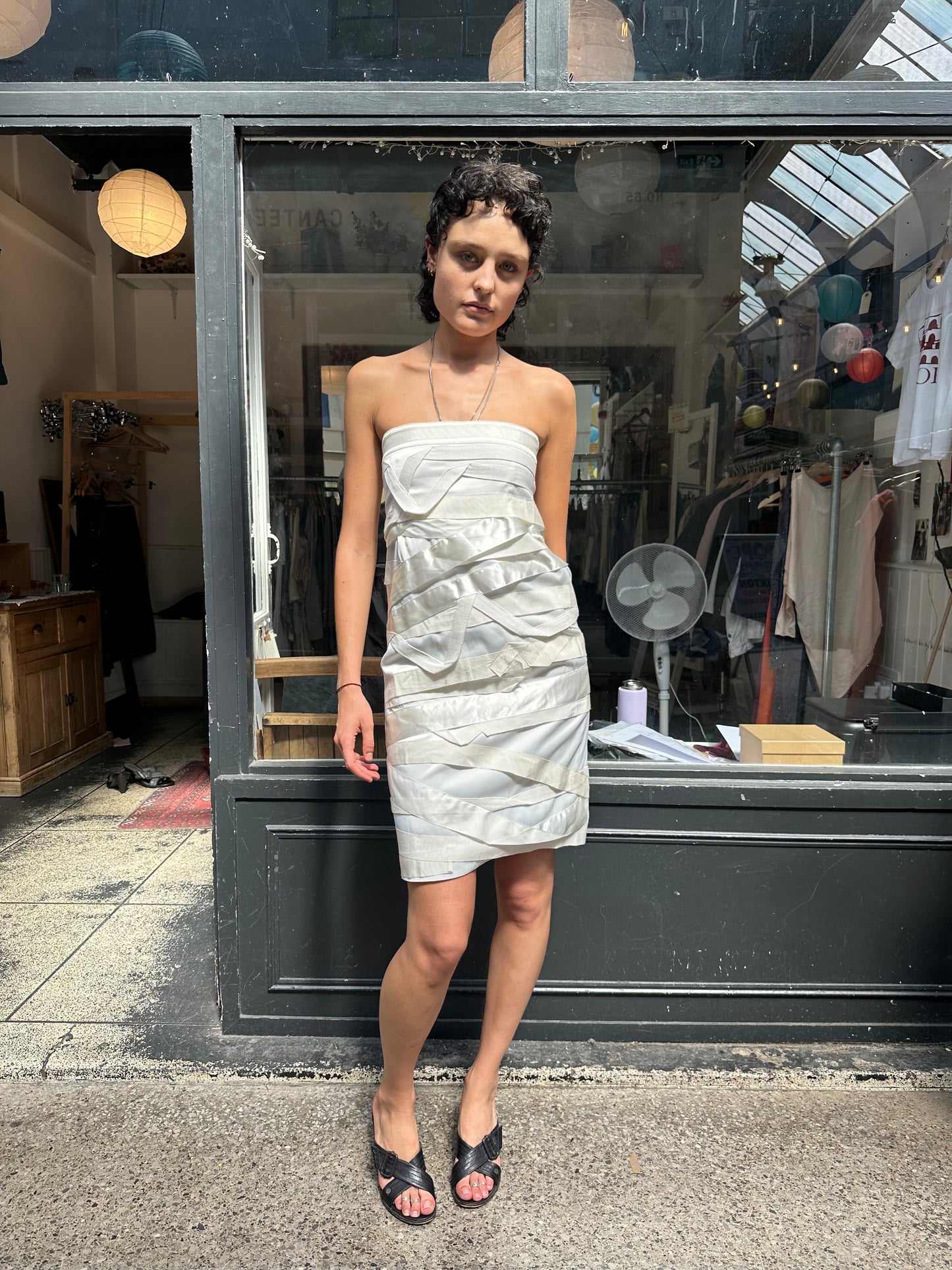 White satin bandage dress
