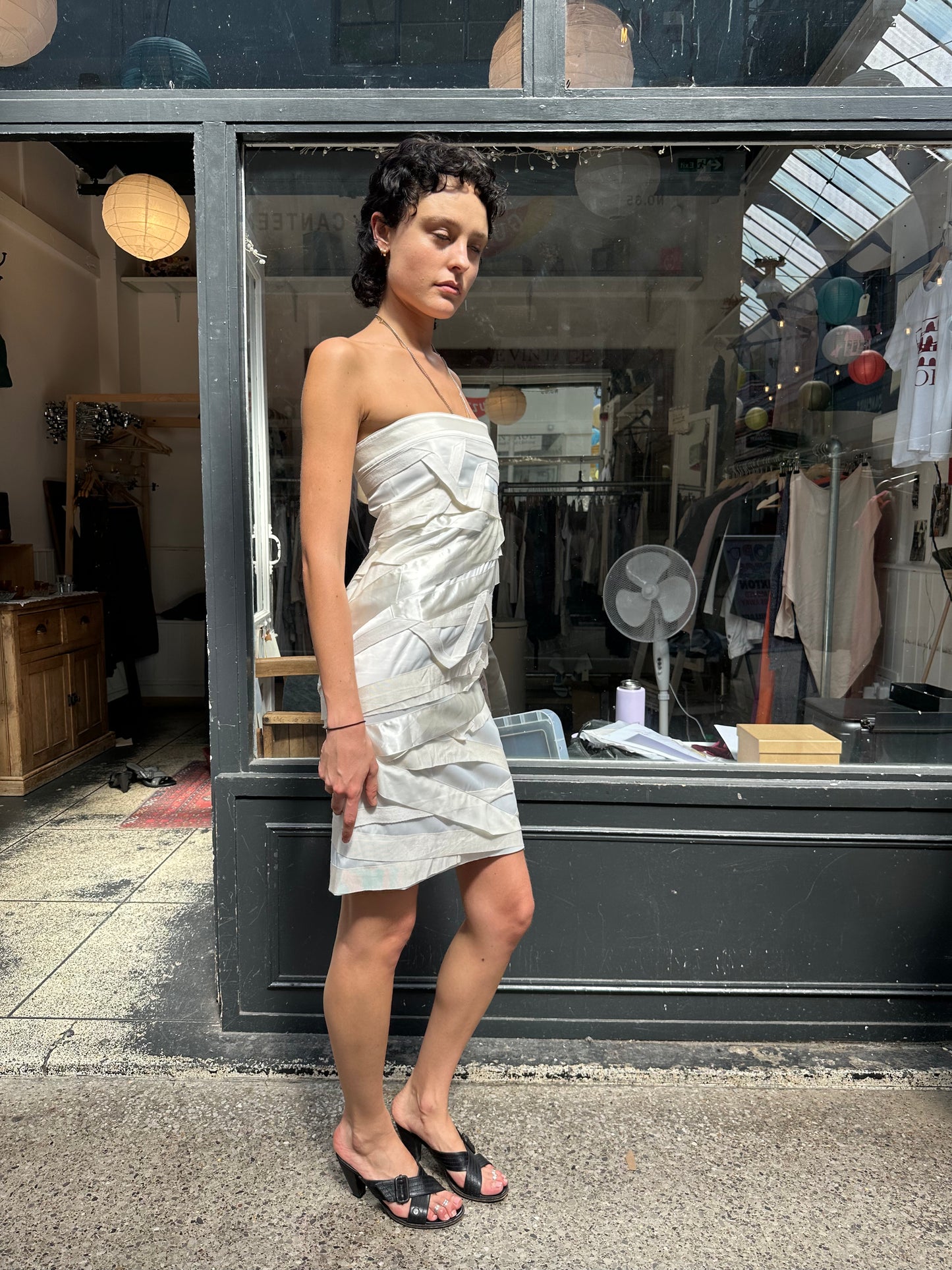 White satin bandage dress