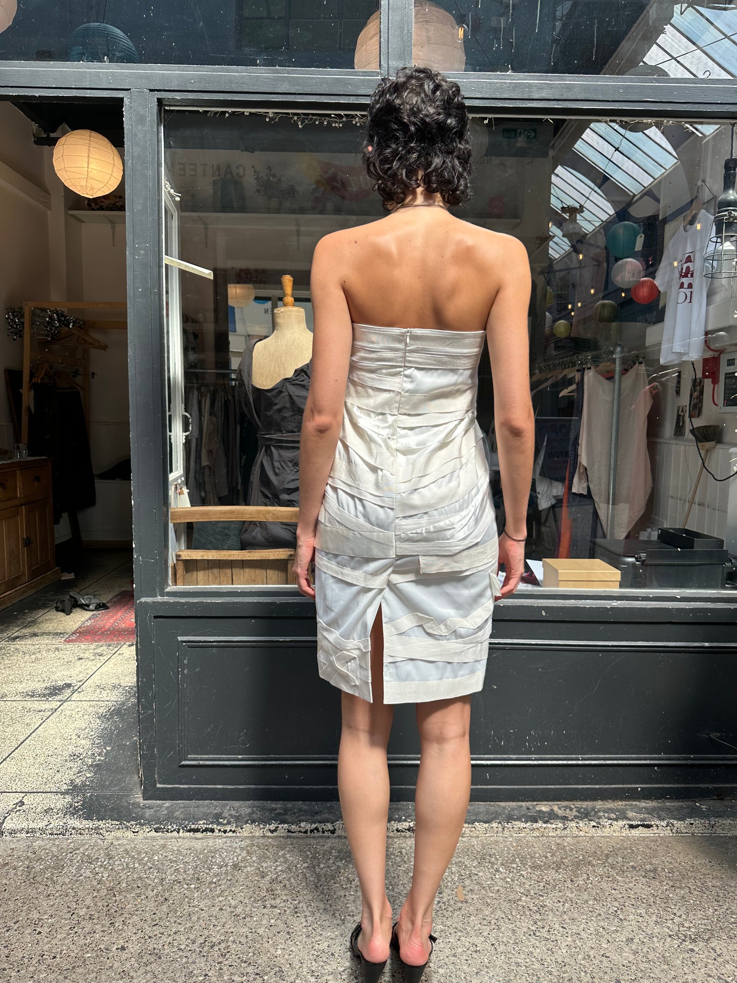White satin bandage dress