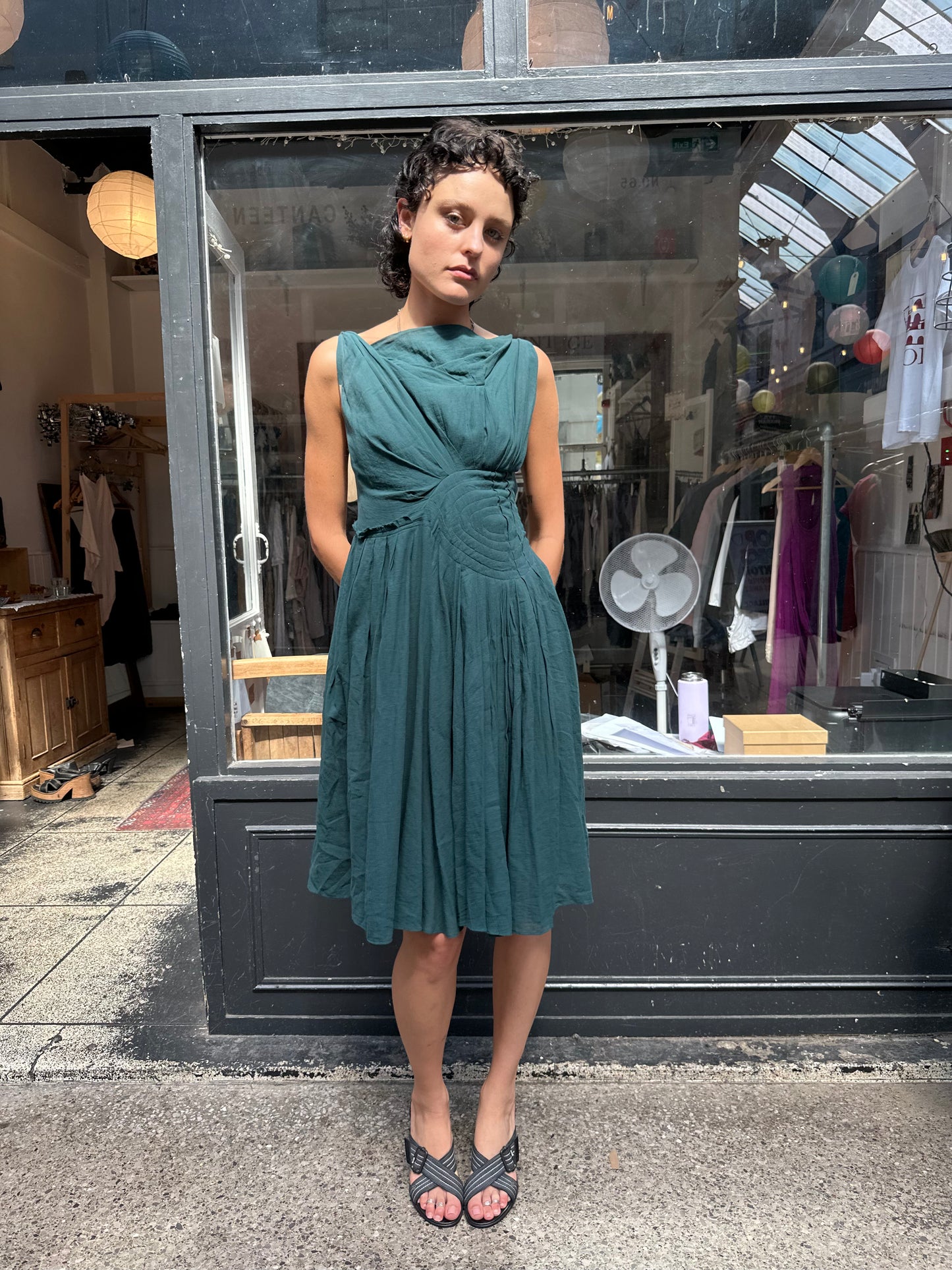 Green midi dress