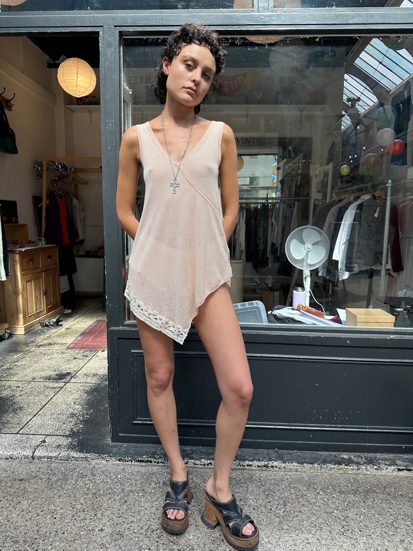 PATRIZIA PEPE pink asymmetric top with lace