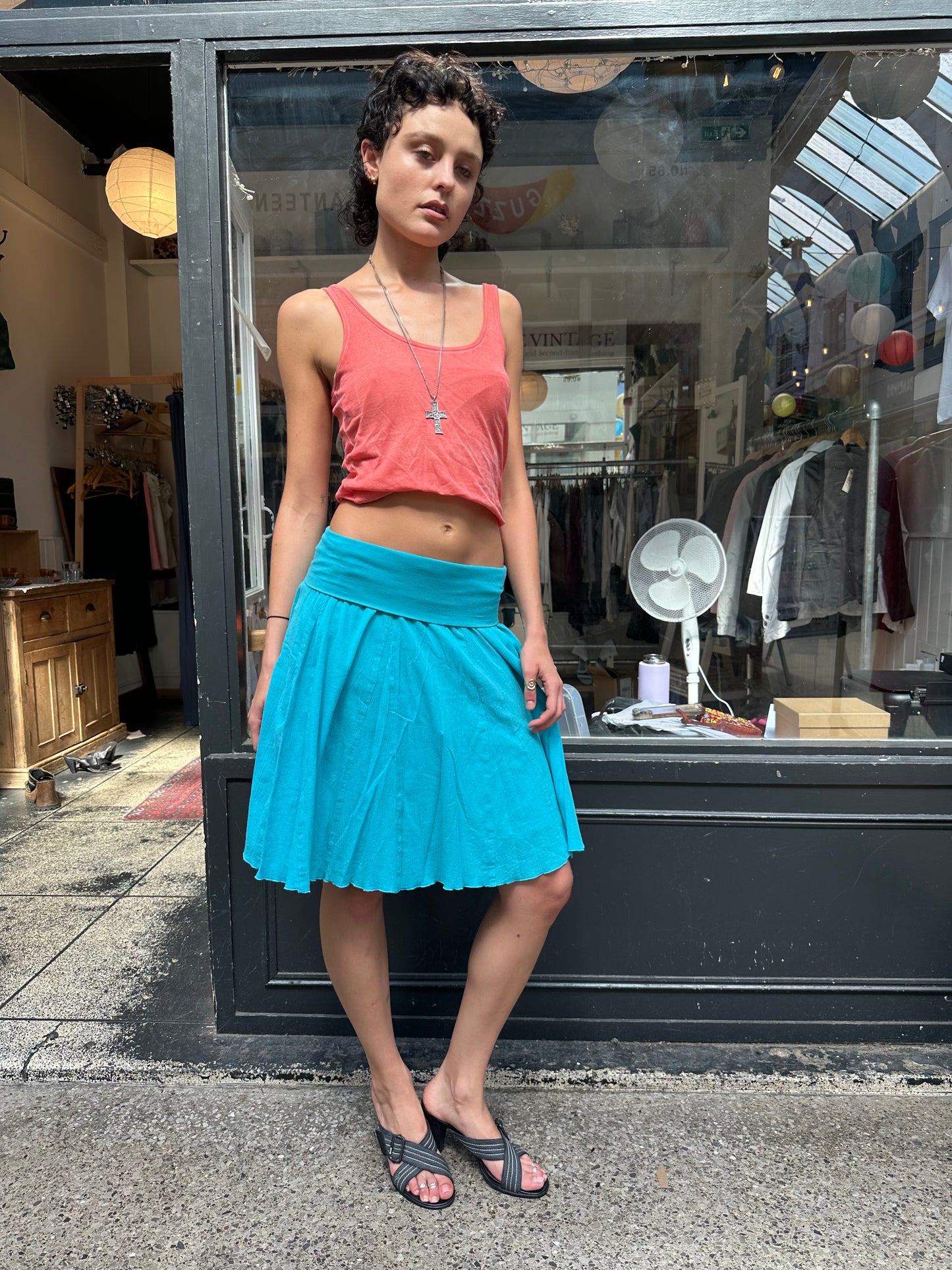 DKNY turquoise midi skirt