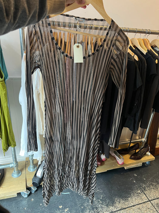Beige and black striped dress