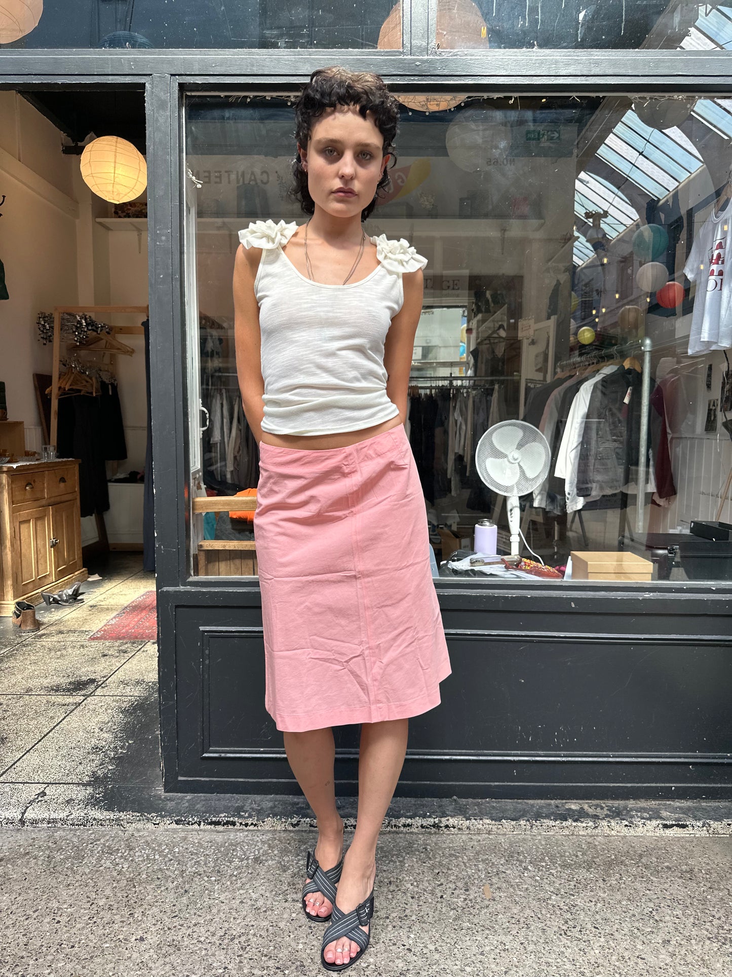 Pink midi skirt
