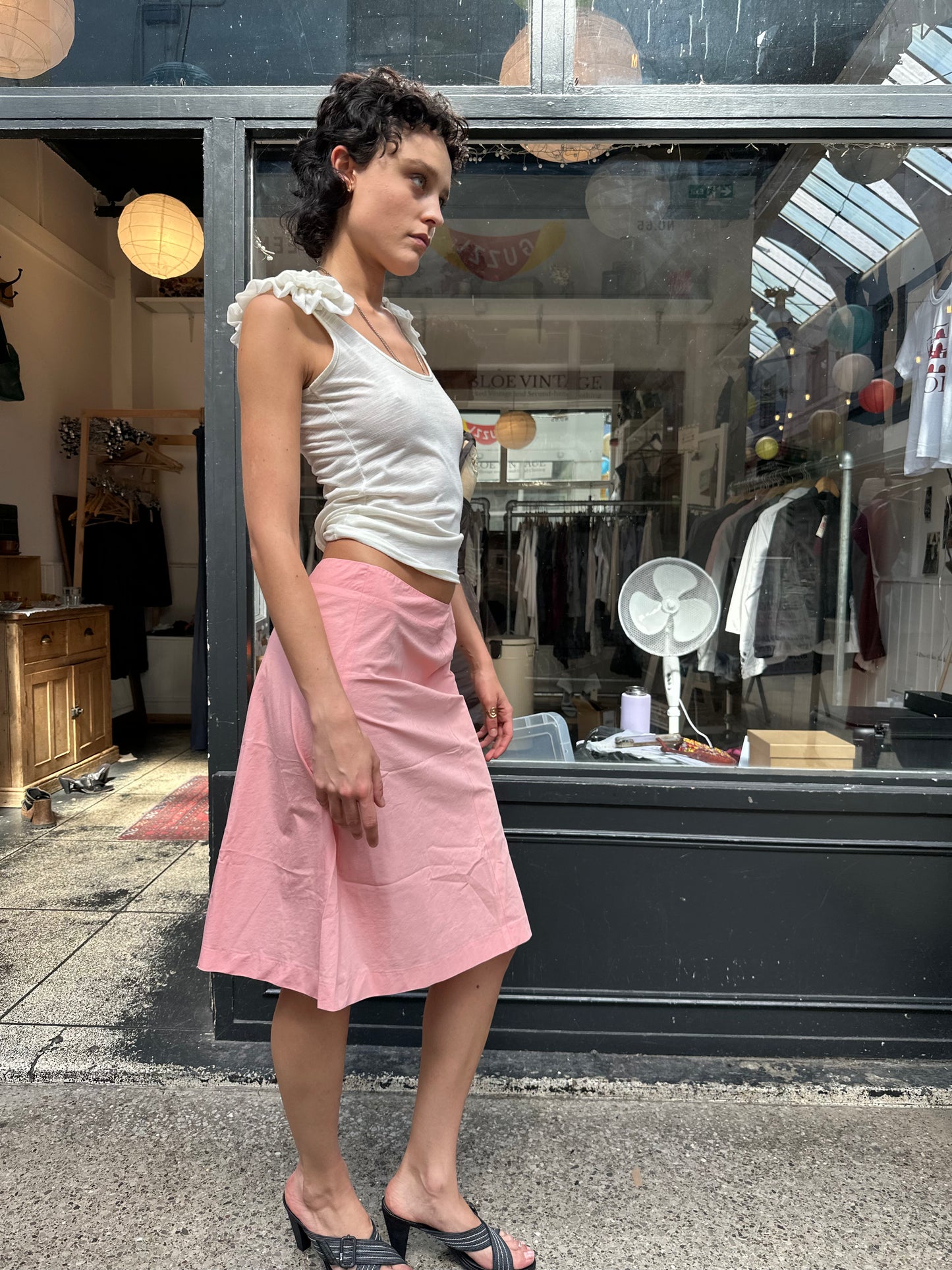 Pink midi skirt
