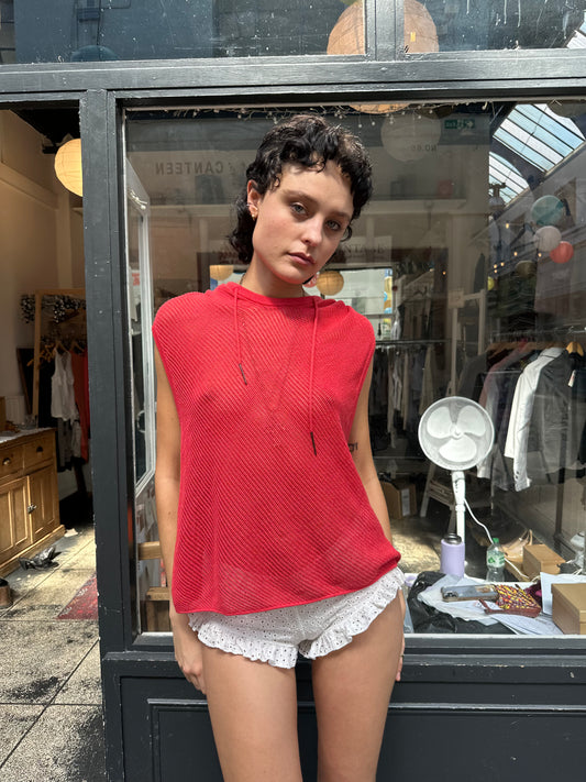 COP.COPINE sheer hooded top tank