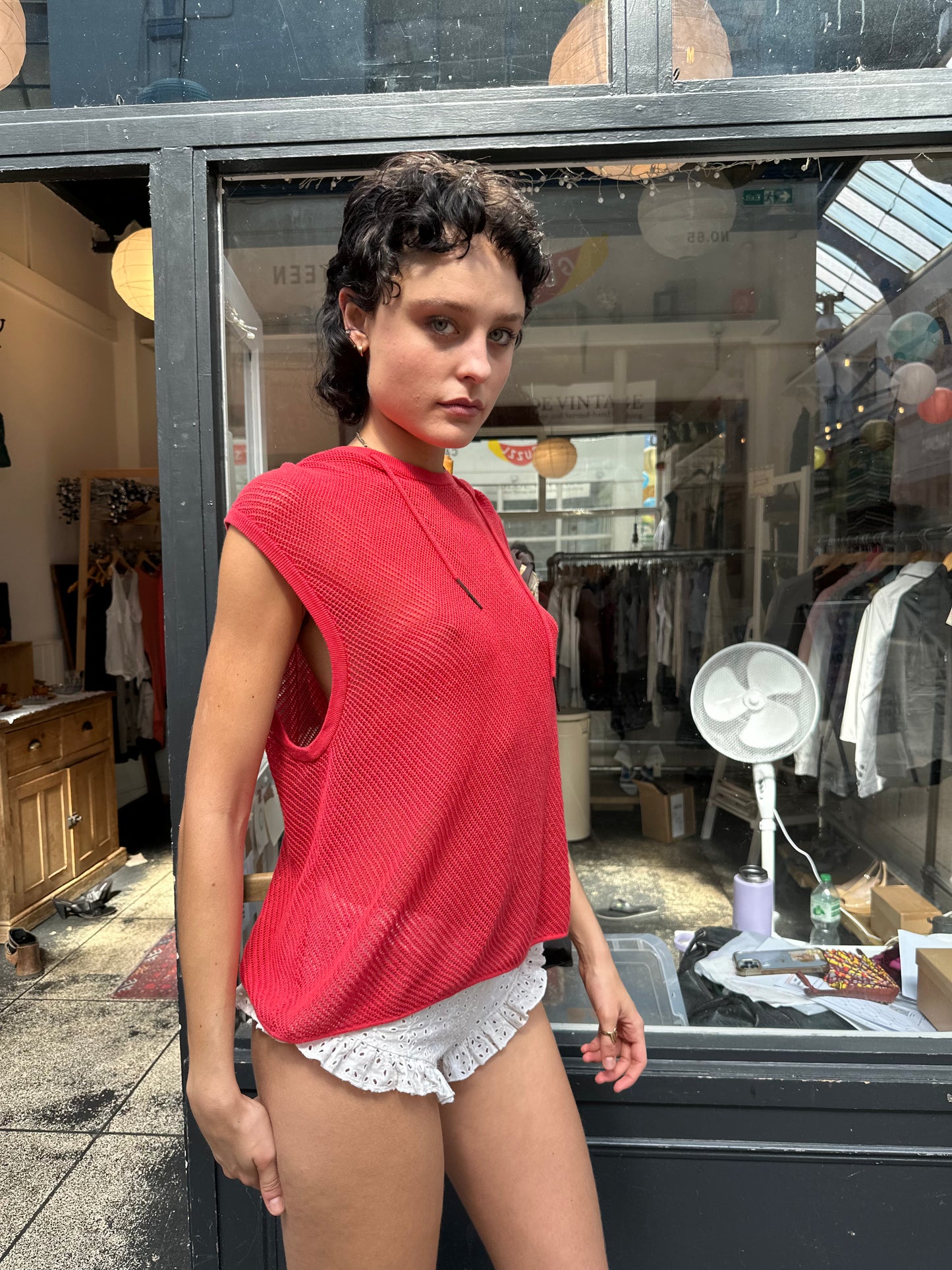 COP.COPINE sheer hooded top tank