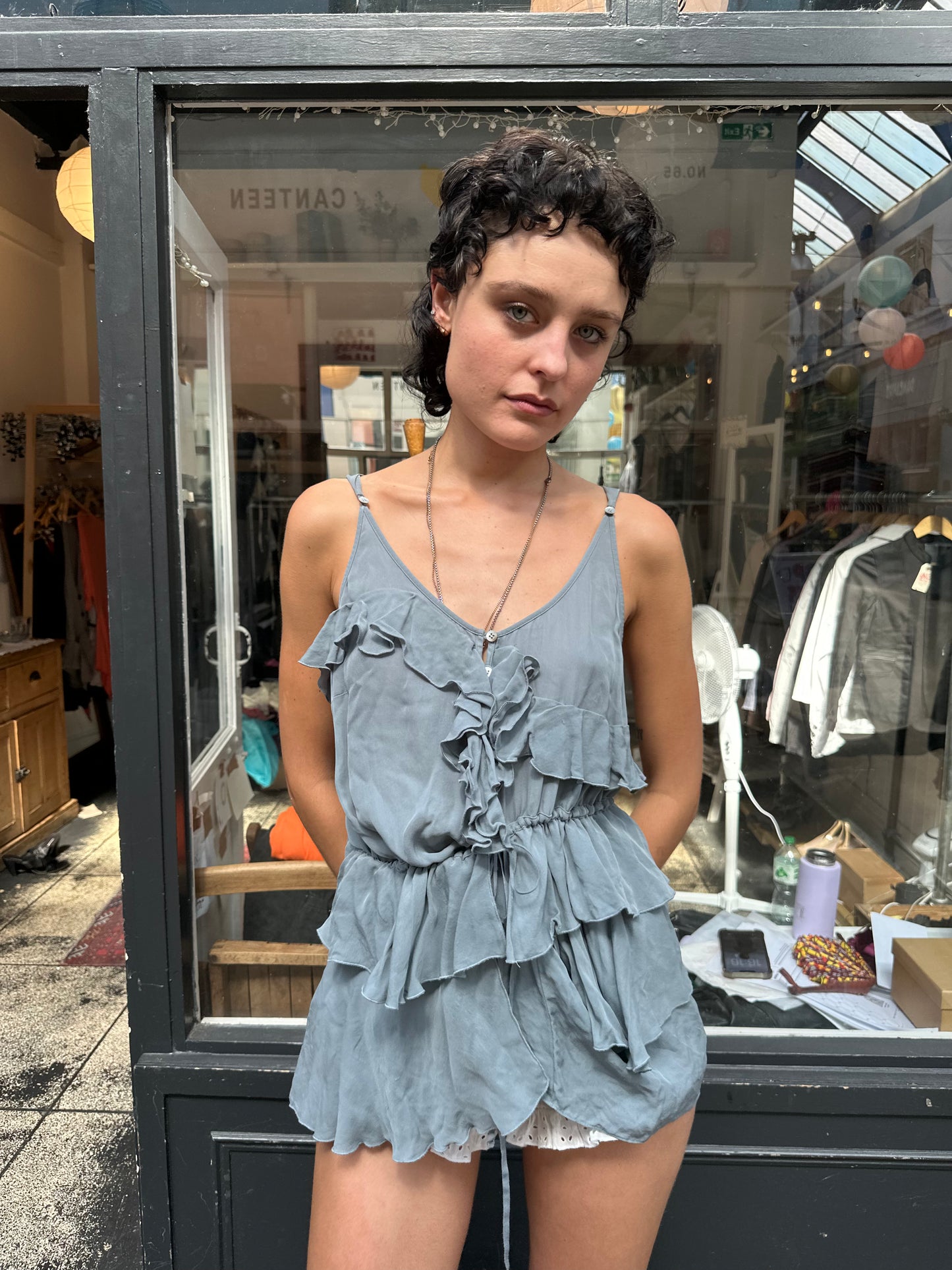 Silk ruffle top