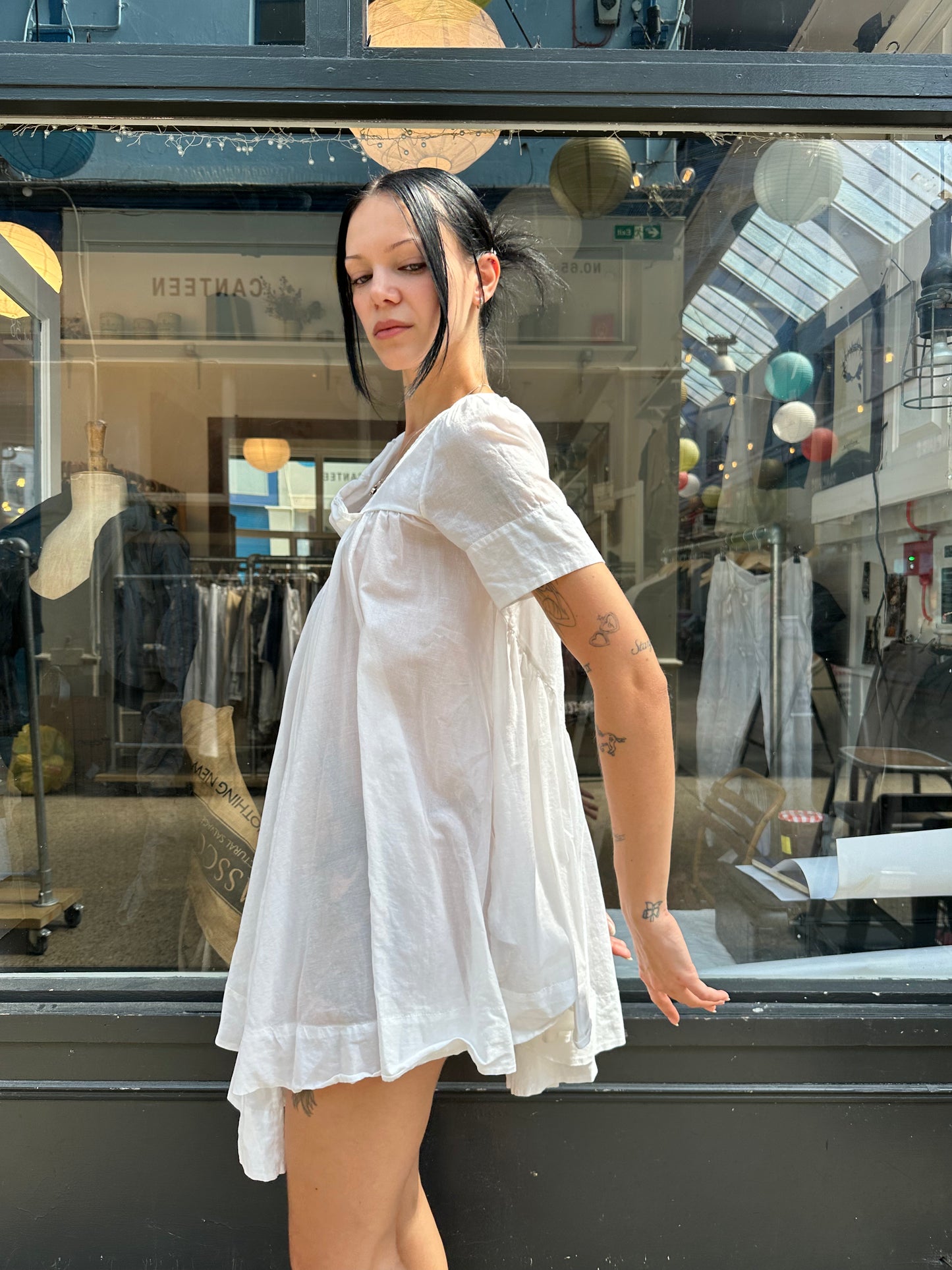 All Saints white 100% cotton mini dress