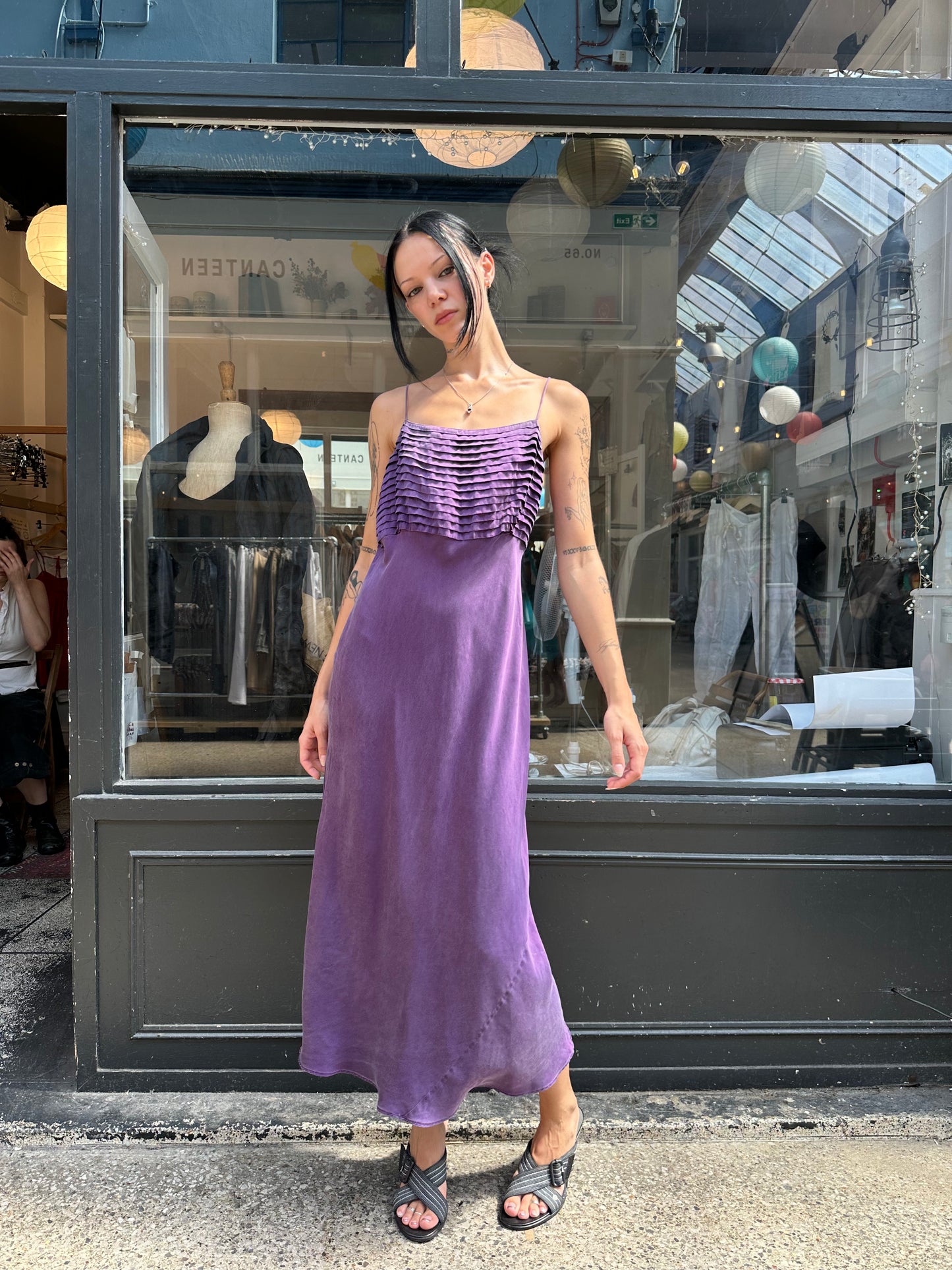 Purple 100% silk slip dress