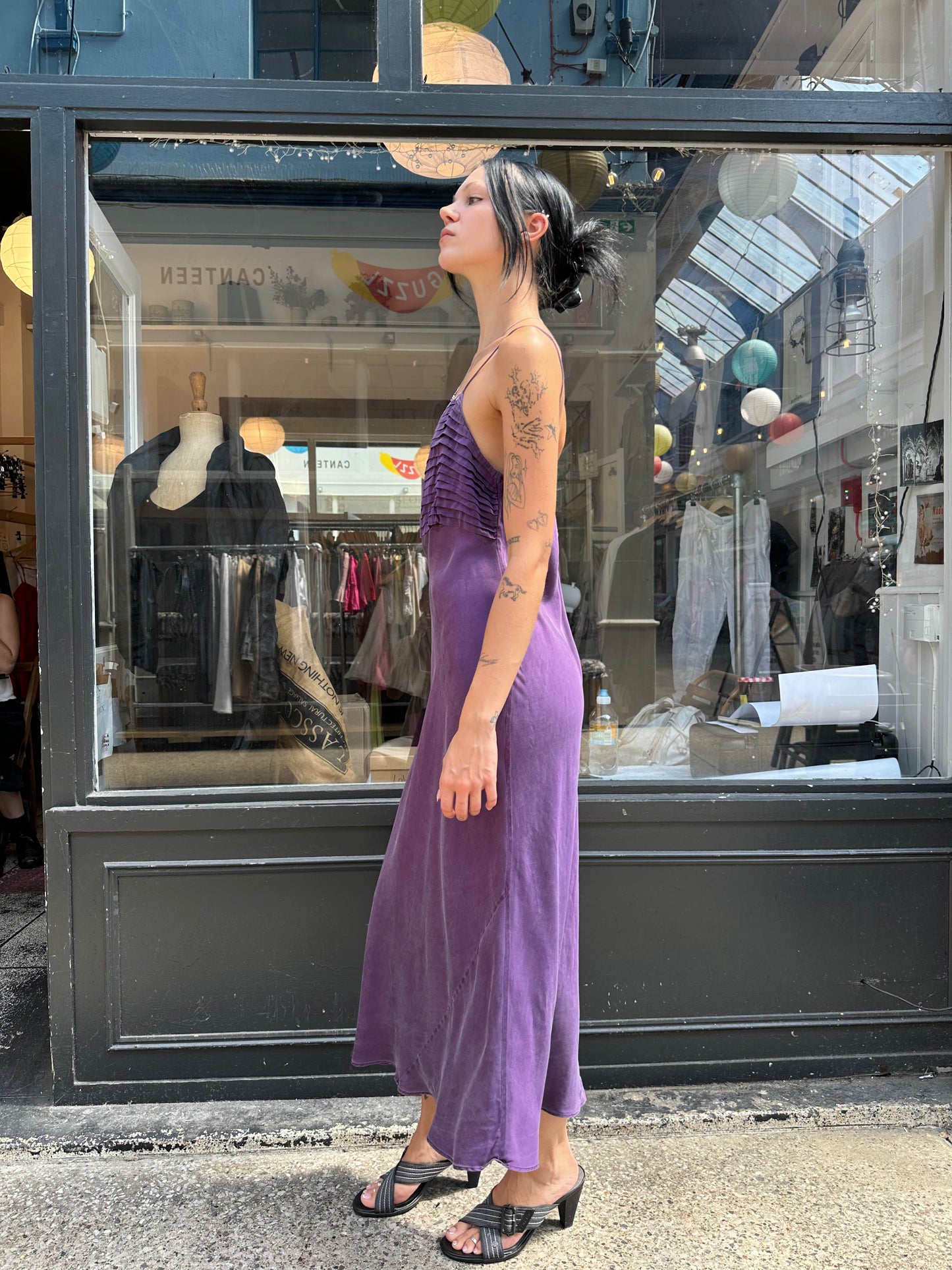 Purple 100% silk slip dress