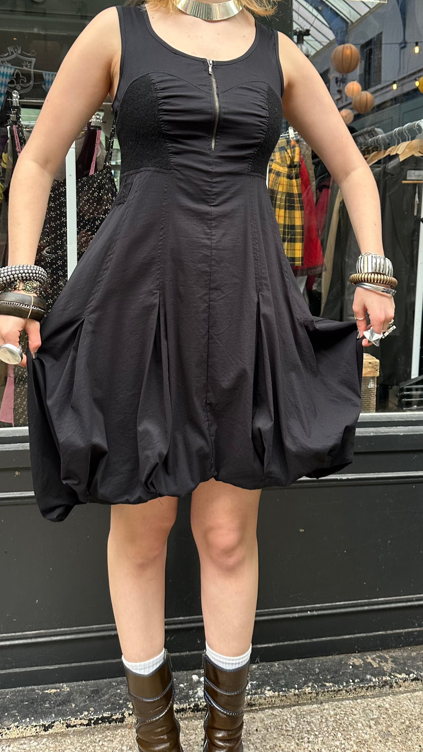 Black dress with bubble skirt