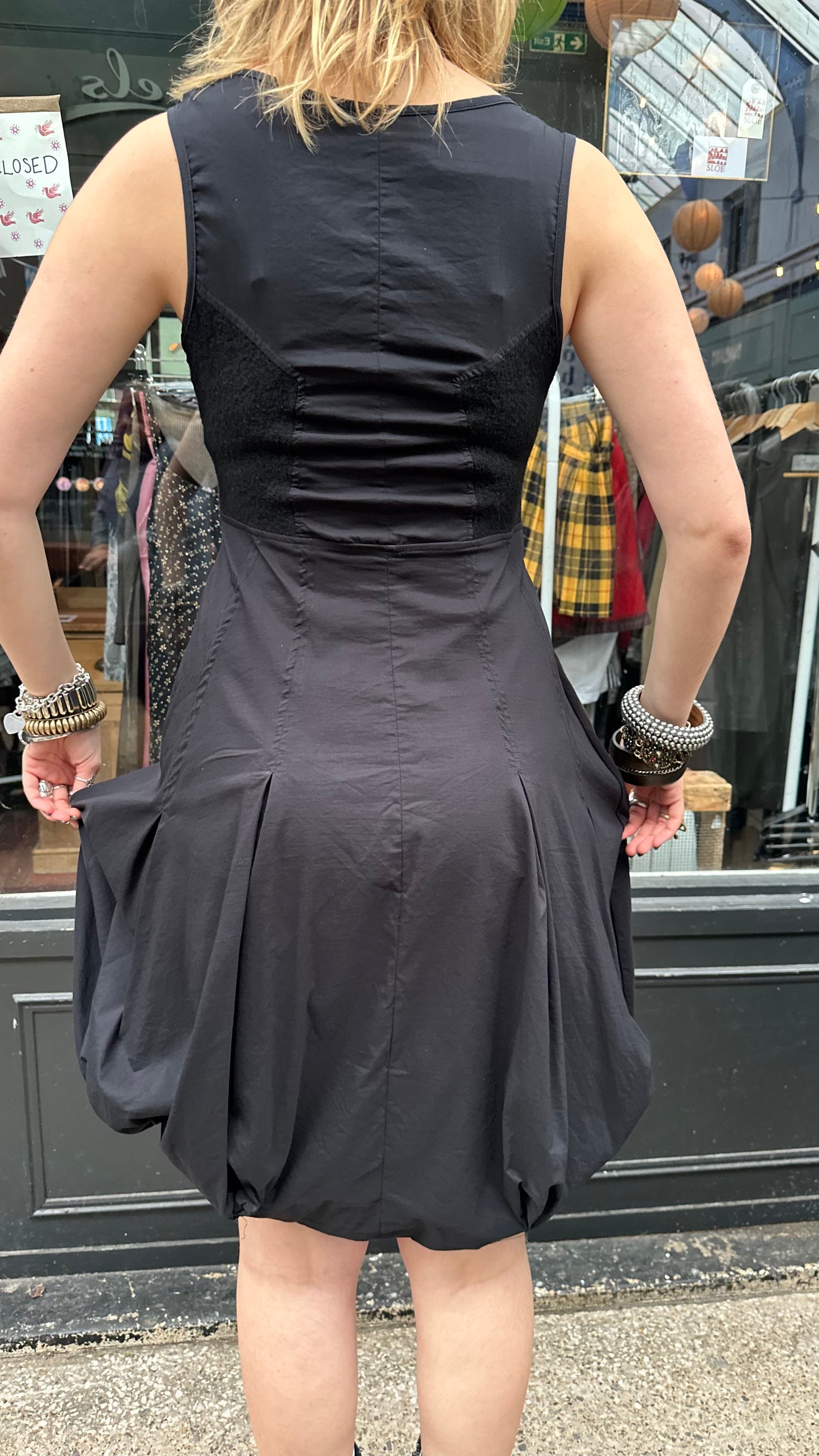 Black dress with bubble skirt