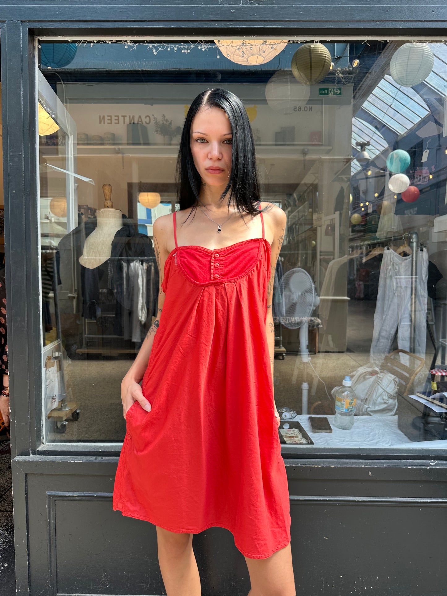 Gstar red 100% cotton mini dress