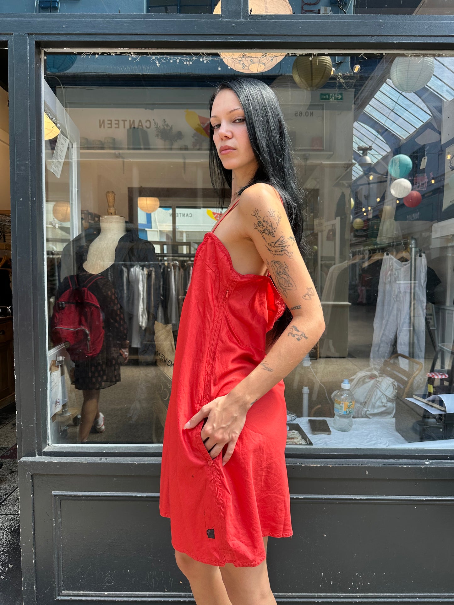 Gstar red 100% cotton mini dress