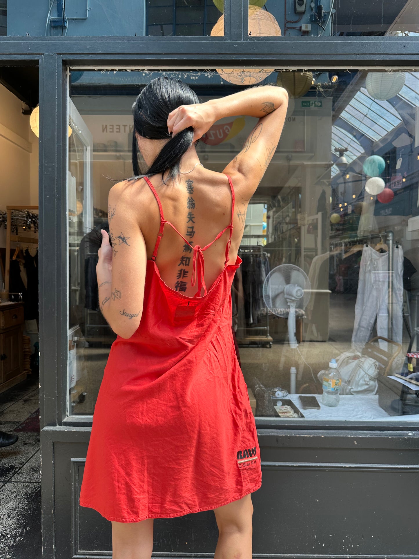 Gstar red 100% cotton mini dress