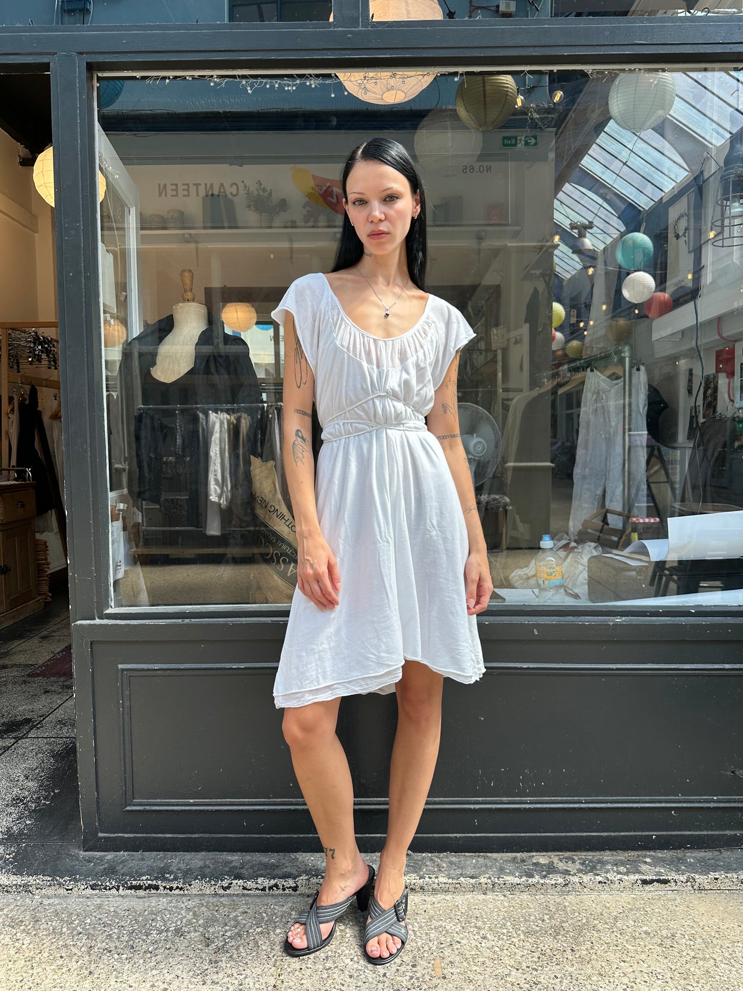 White 100% cotton mini dress