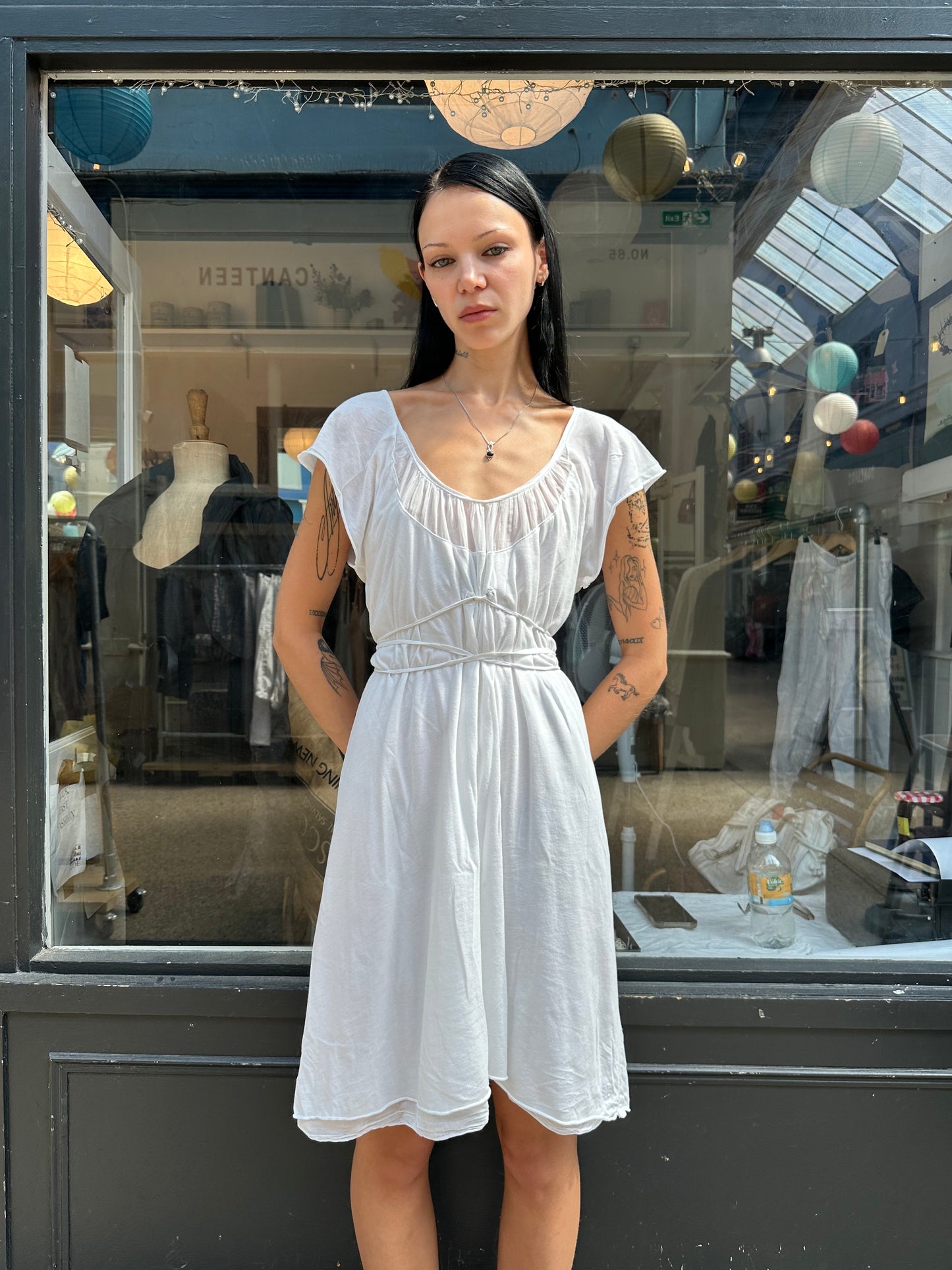 White 100% cotton mini dress
