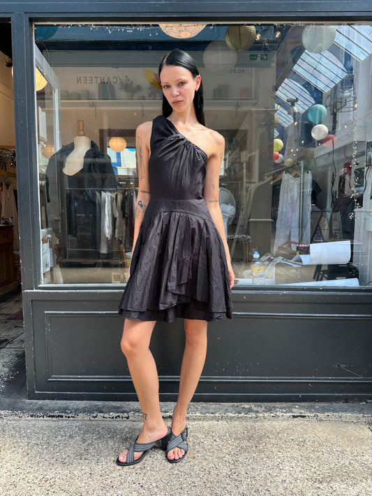 Black 100% cotton mini dress