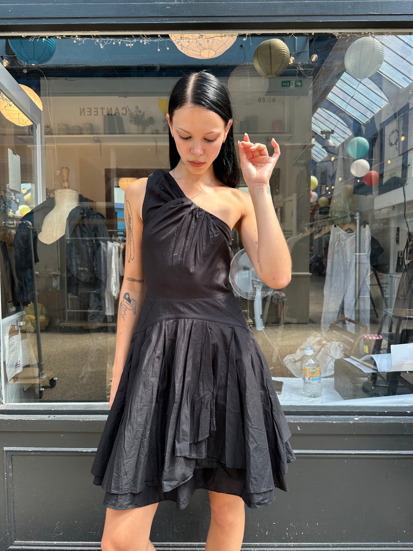 Black 100% cotton mini dress