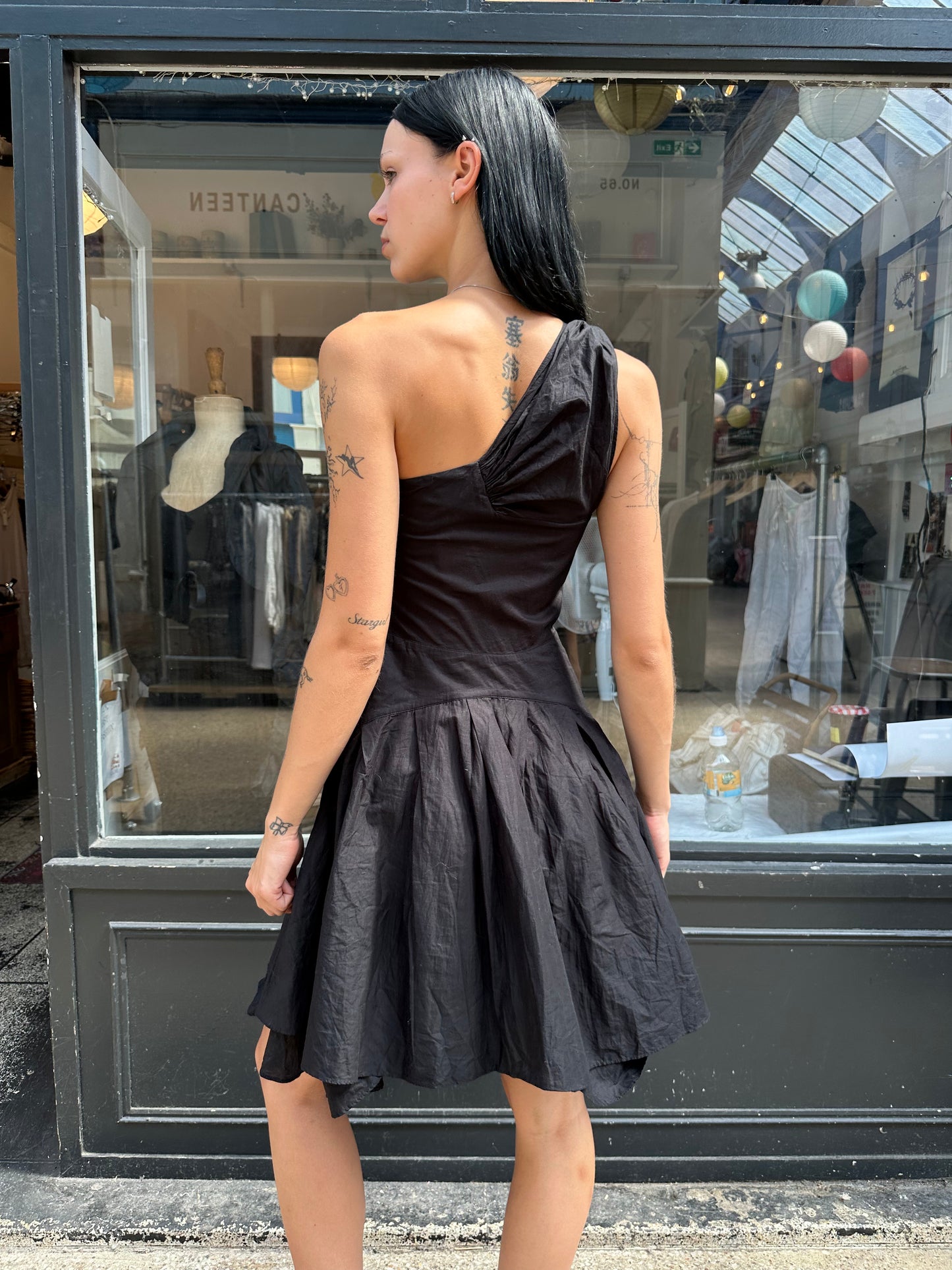 Black 100% cotton mini dress