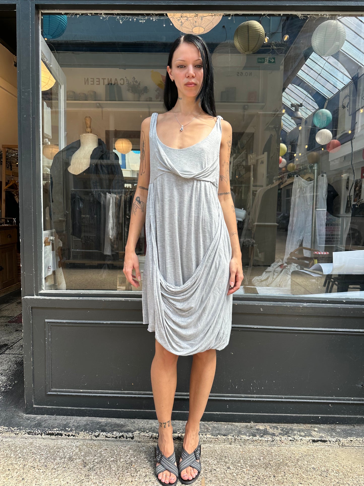 All saints slouchy grey midi dress