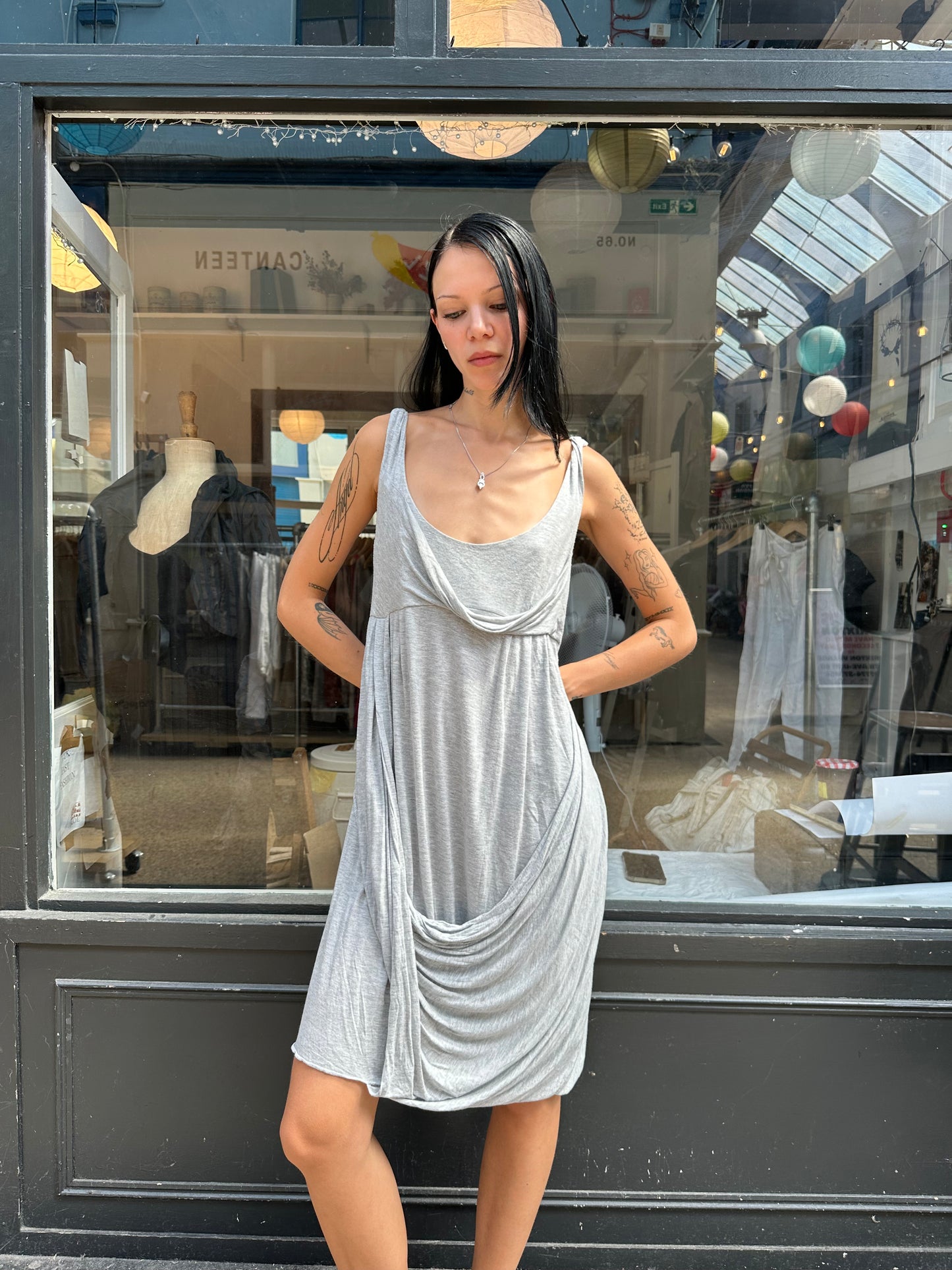 All saints slouchy grey midi dress
