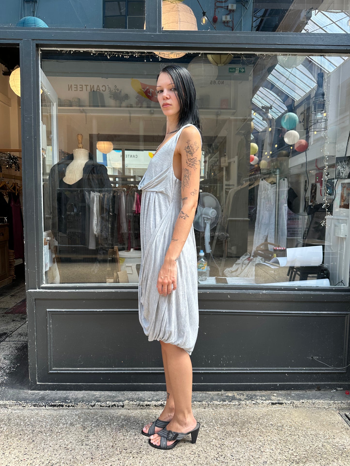 All saints slouchy grey midi dress