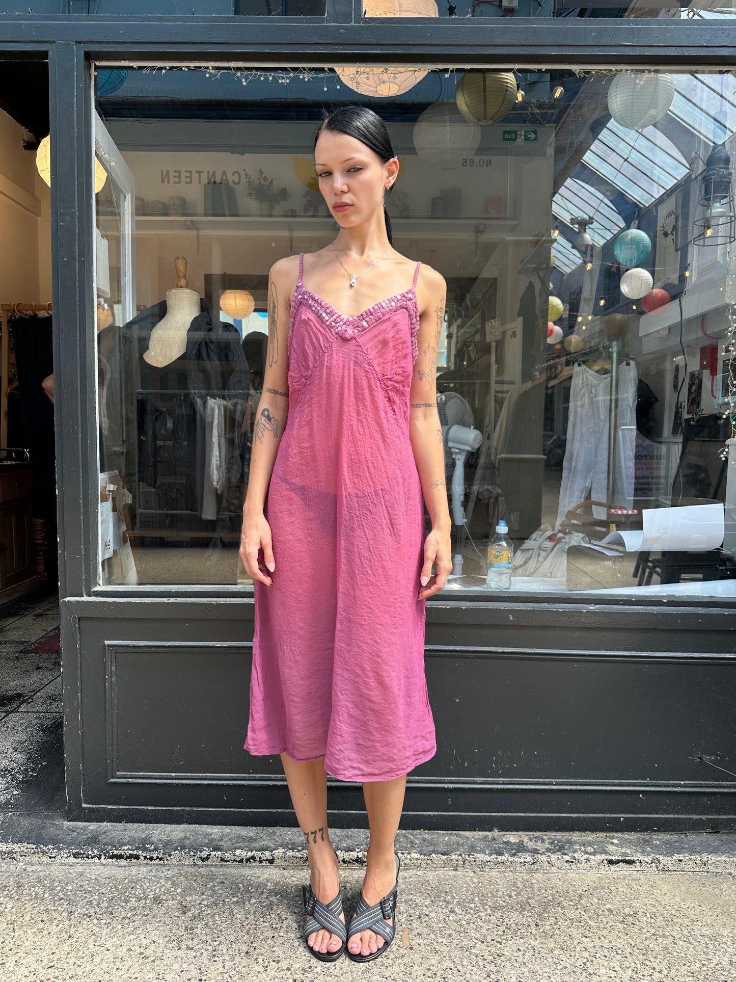 Ghost pink silk slip dress