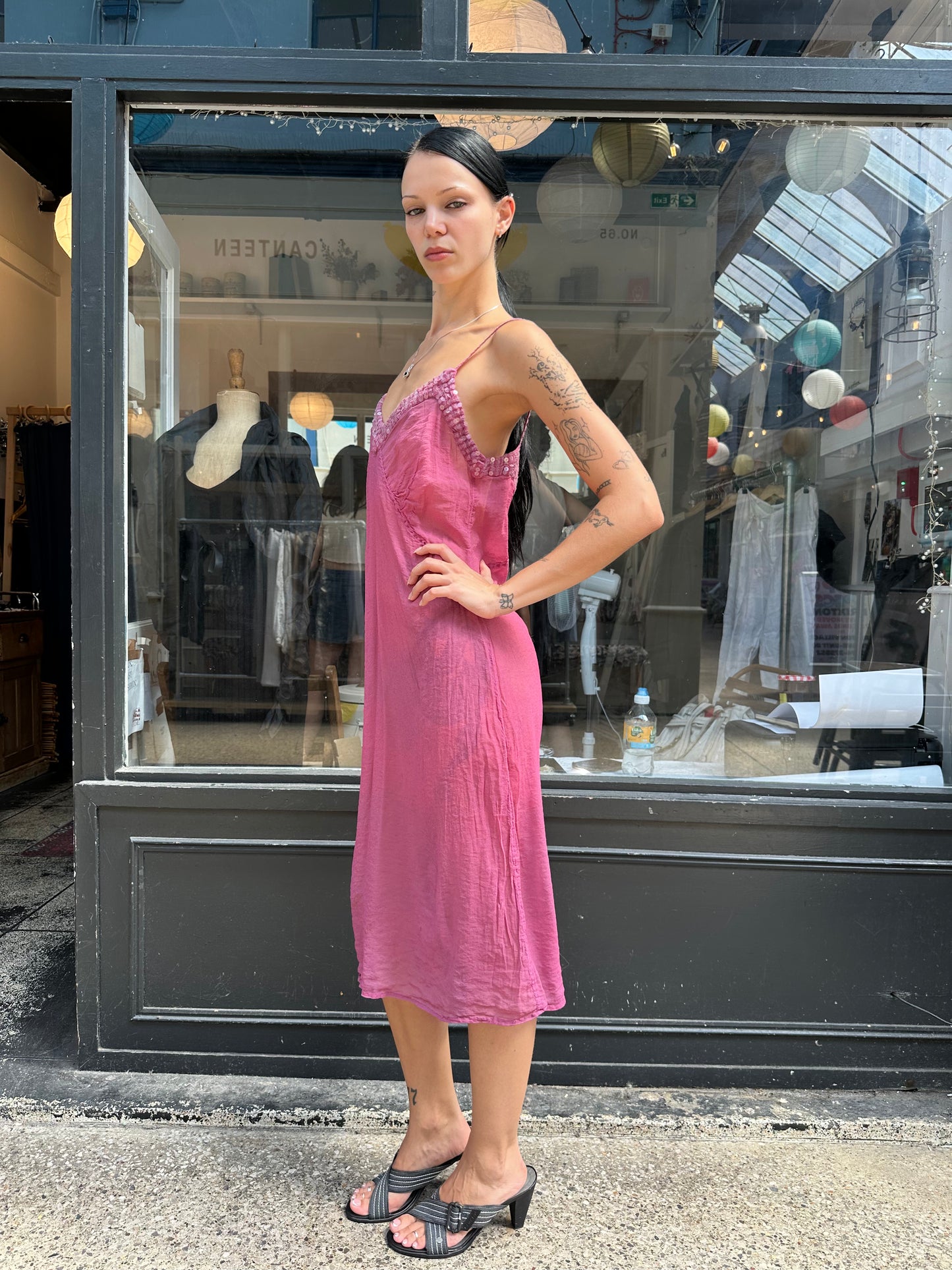 Ghost pink silk slip dress