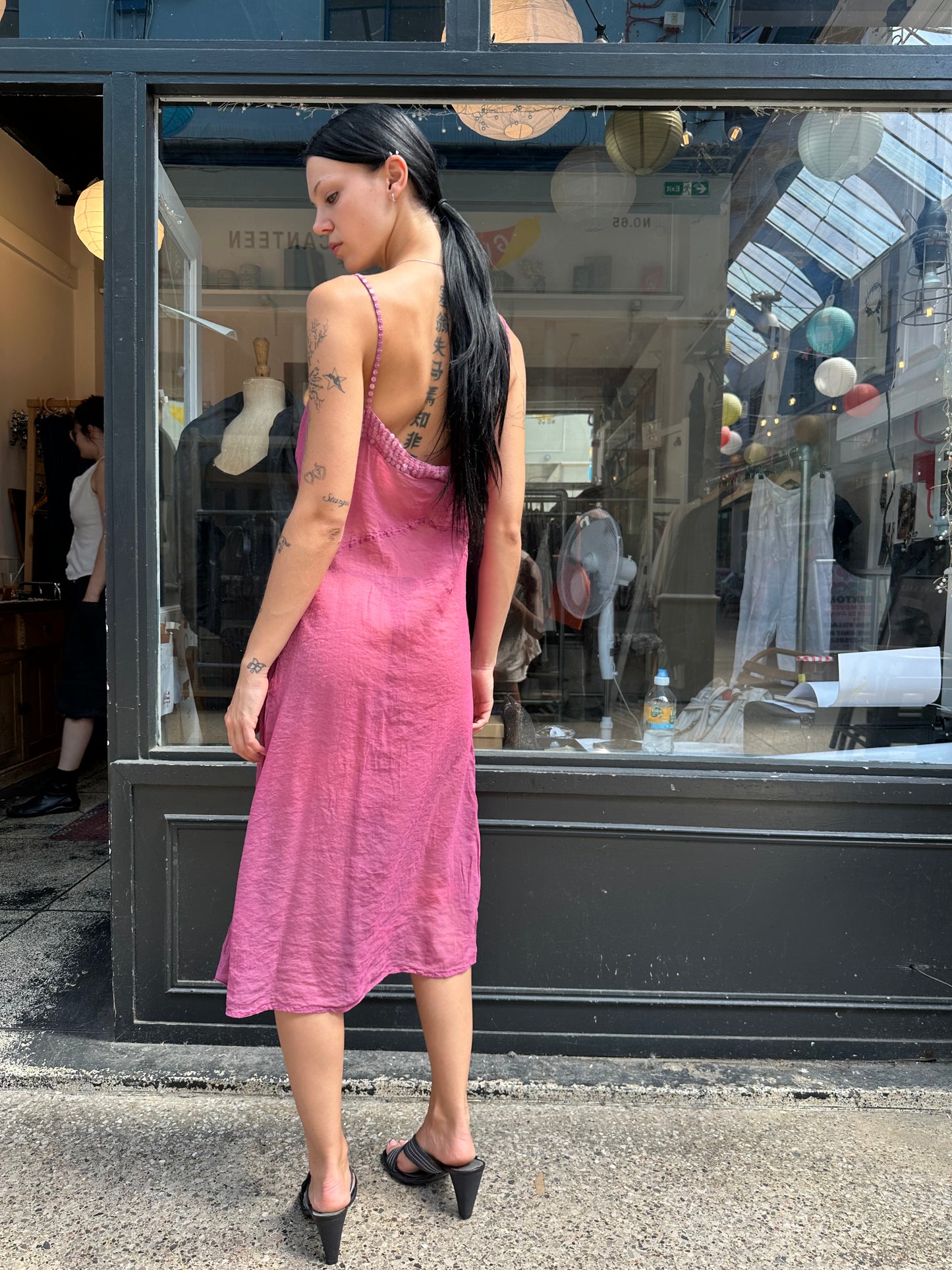 Ghost pink silk slip dress