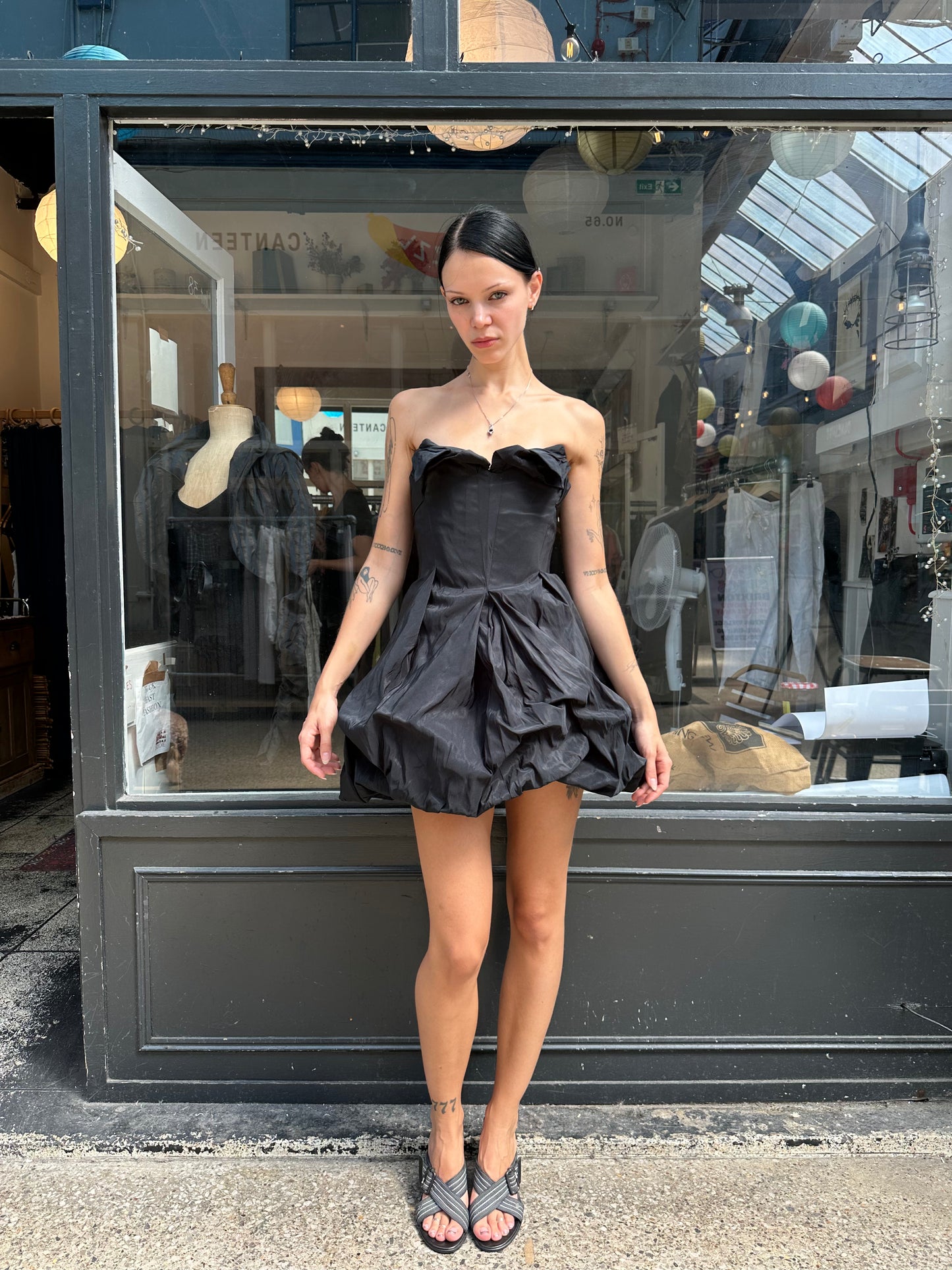 All Saints black taffeta mini dress
