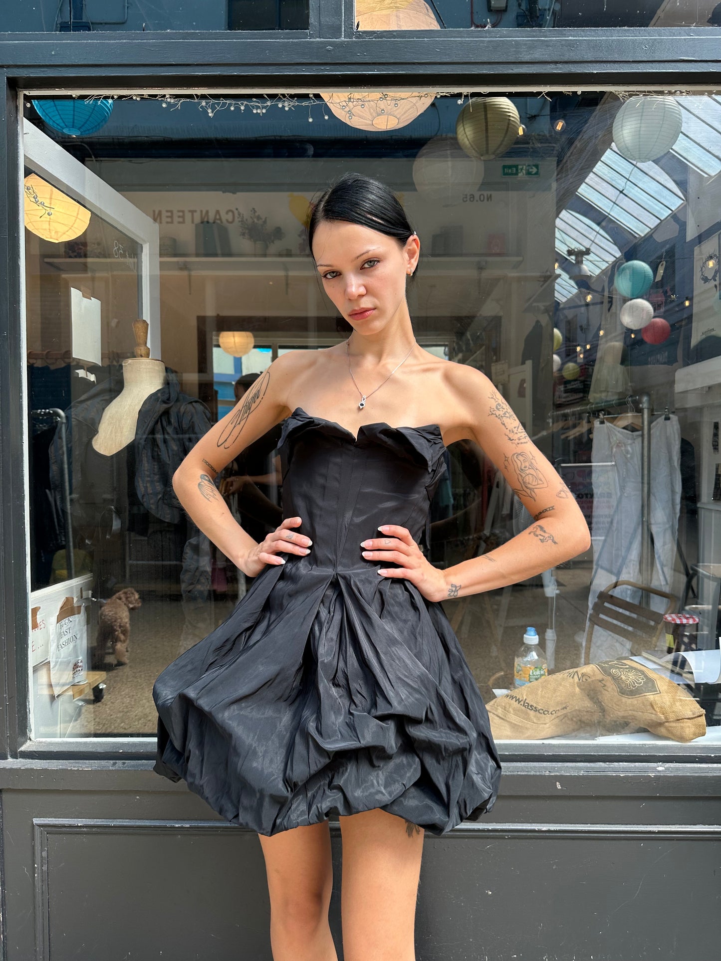 All Saints black taffeta mini dress