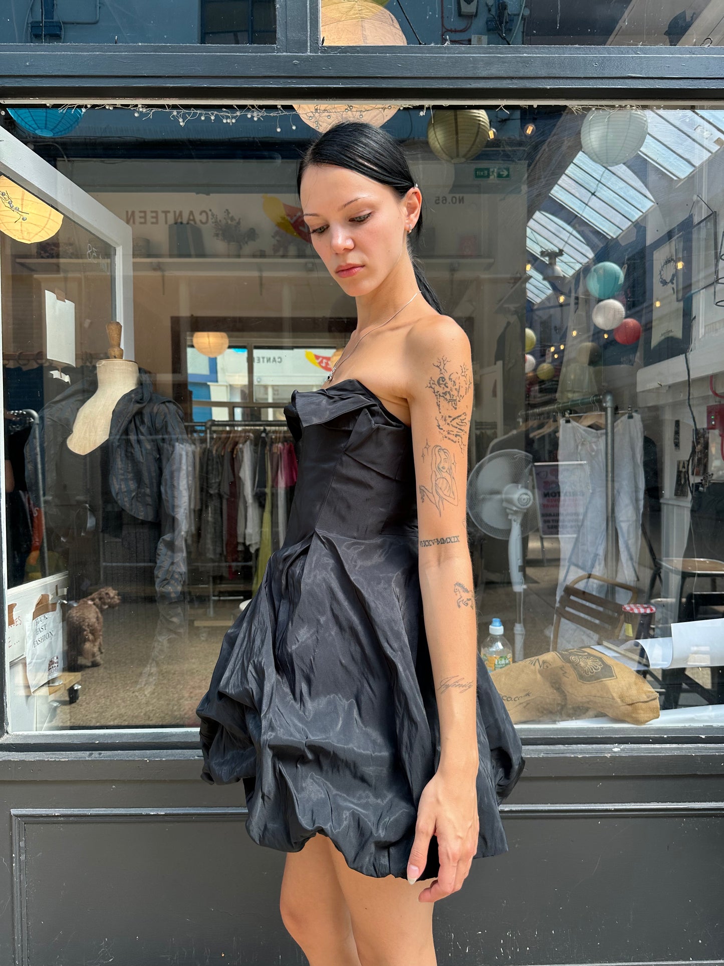All Saints black taffeta mini dress